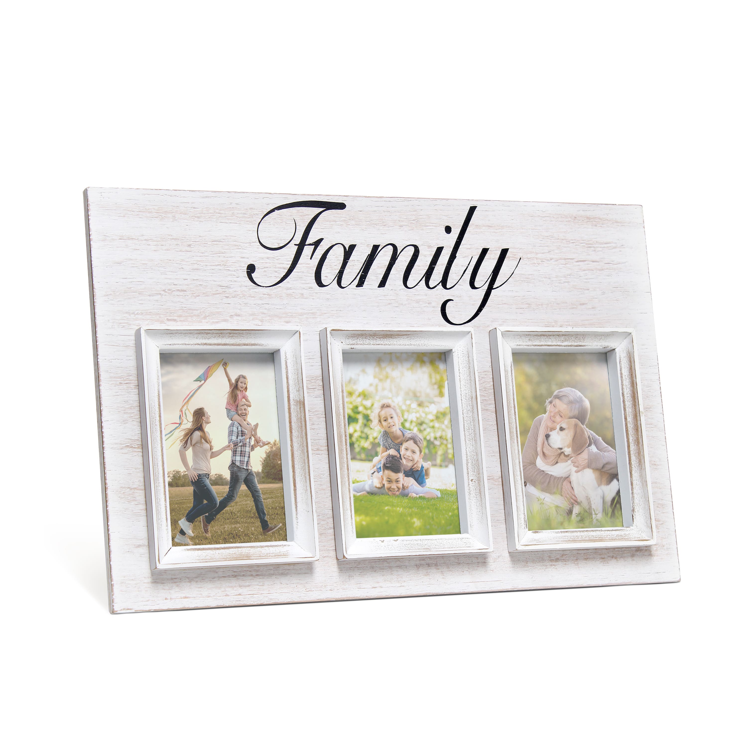 Elegant Designs Whitewash Family 3 Photo Collage 4&#x22; x 6&#x22; Picture Frame