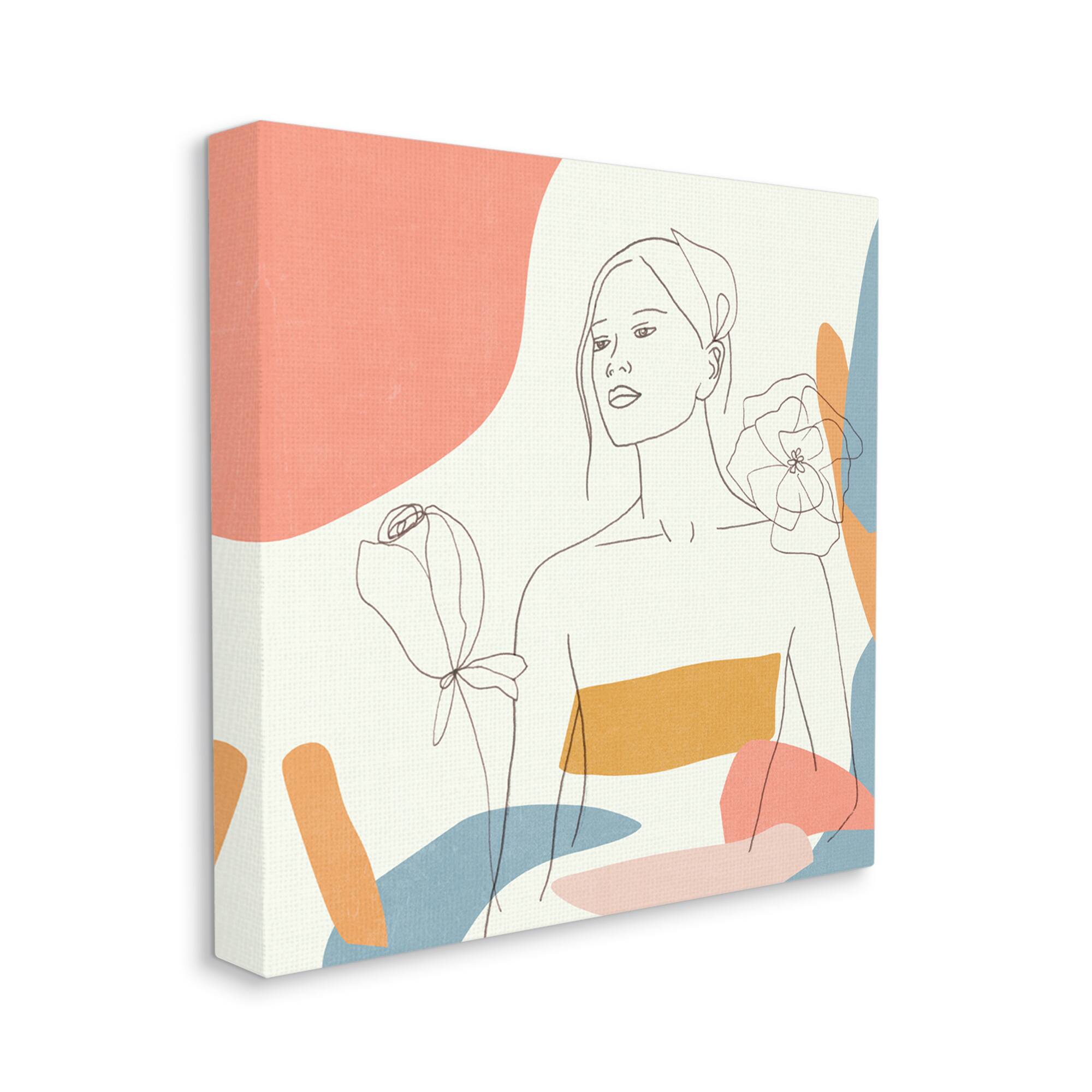 Stupell Industries Female Line Portrait Canvas Wall Art