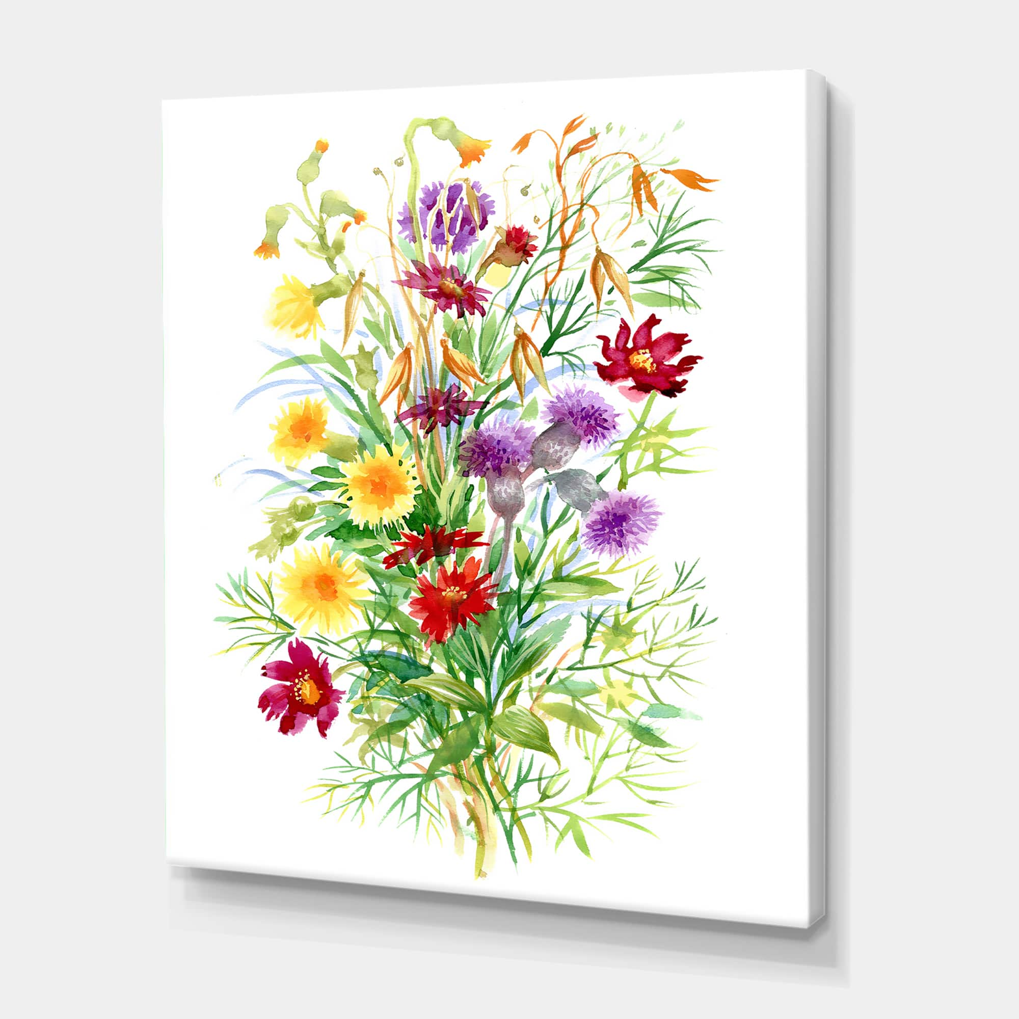 Designart - Colorful Wildflowers In Nature - Farmhouse Canvas Wall Art Print