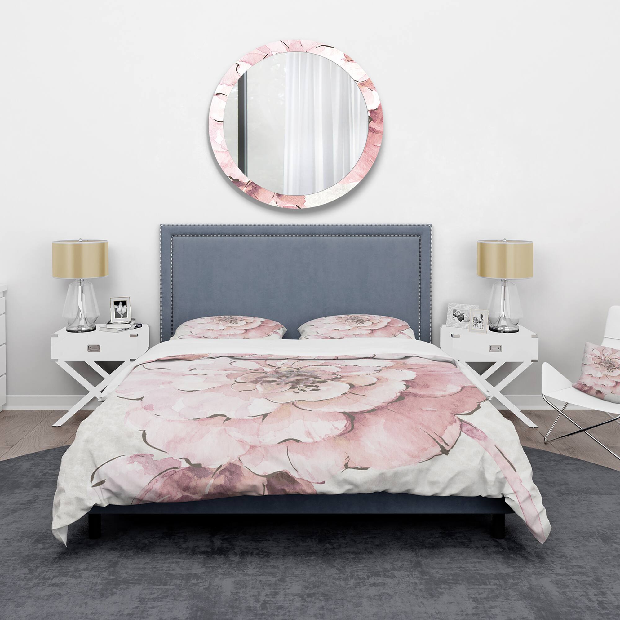 Designart 'Indigold Shabby Peonies Pink' Shabby Bedding Set