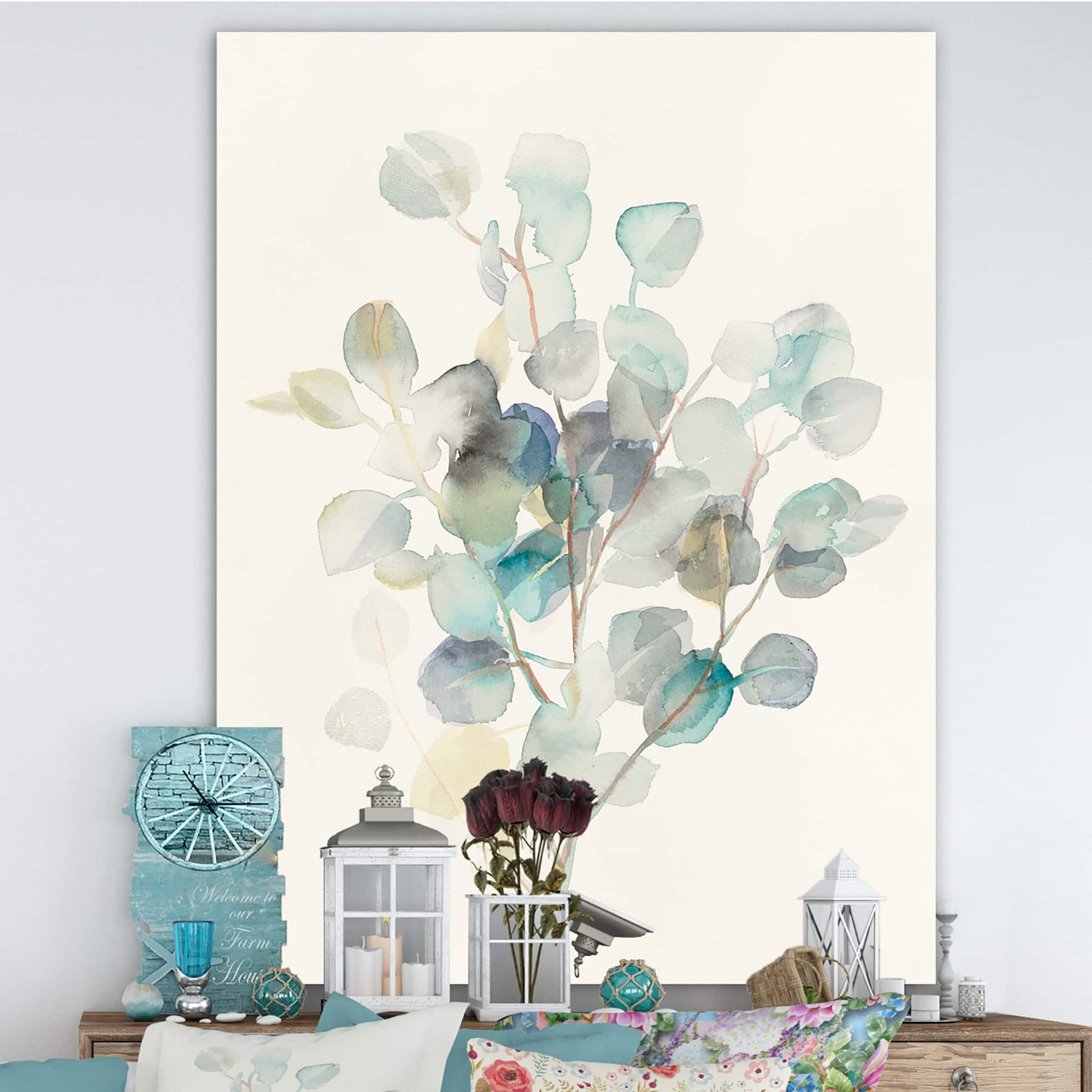 Designart - Eucalyptus leaves I - Farmhouse Premium Canvas Wall Art