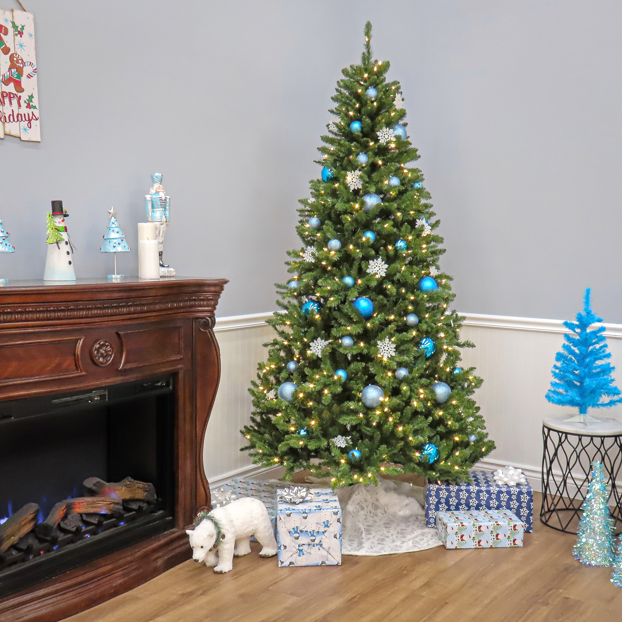 7.5ft. Pre-Lit Crater Pine Artificial Christmas Tree, Warm White LED Lights