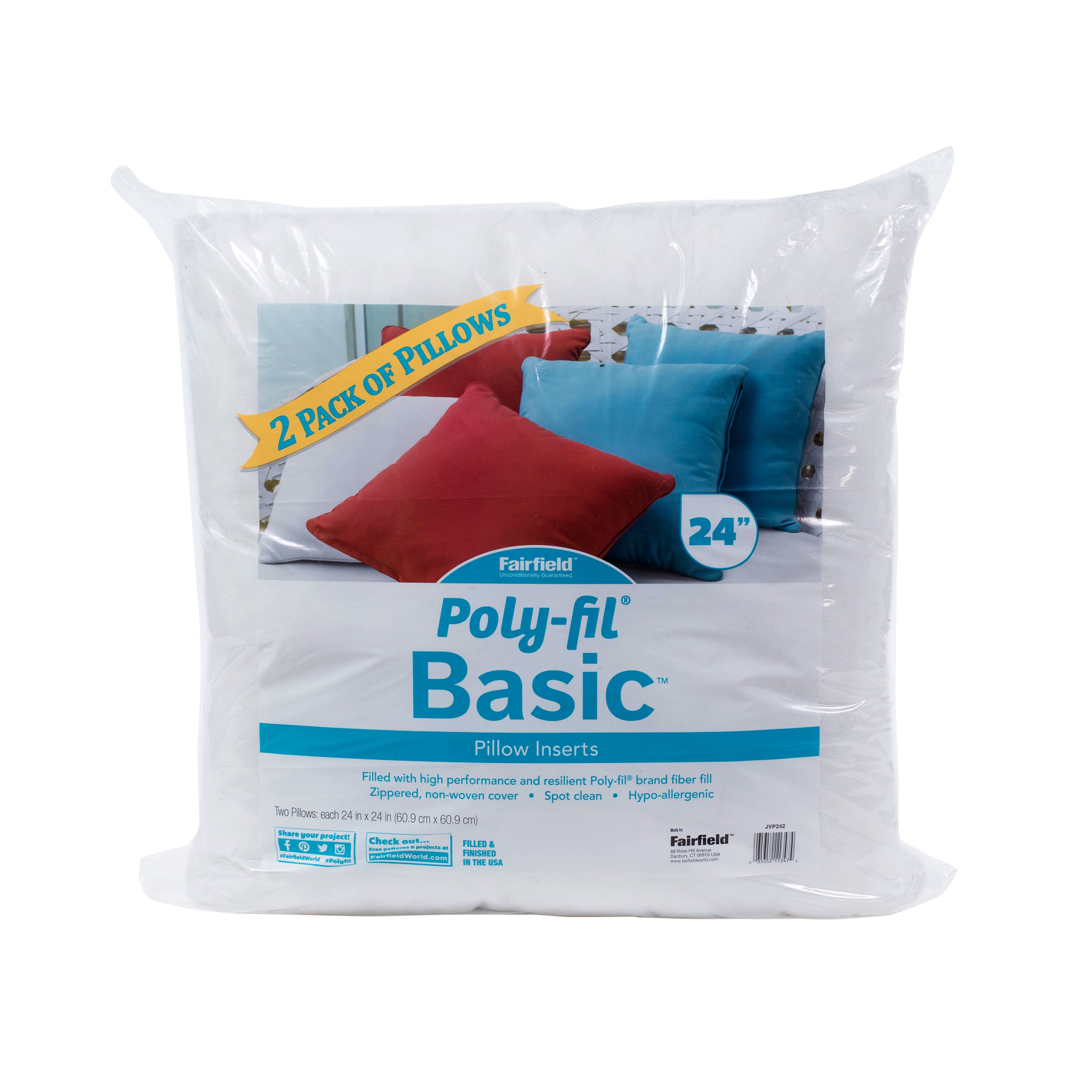 Poly-Fil® Basic™ 2ct. Pillow Inserts, 24" x 24"