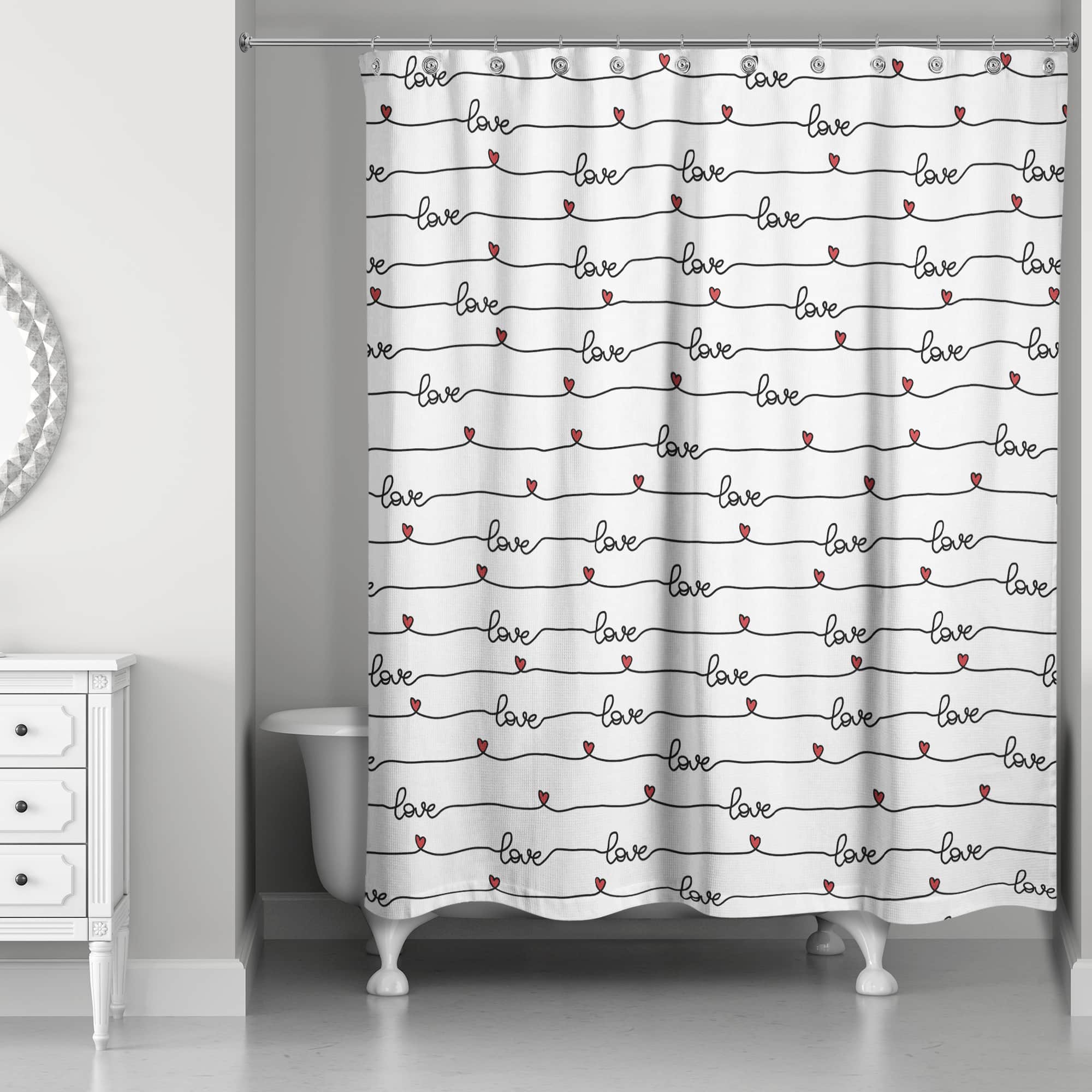 Love Script Pattern 71" x 74" Shower Curtain