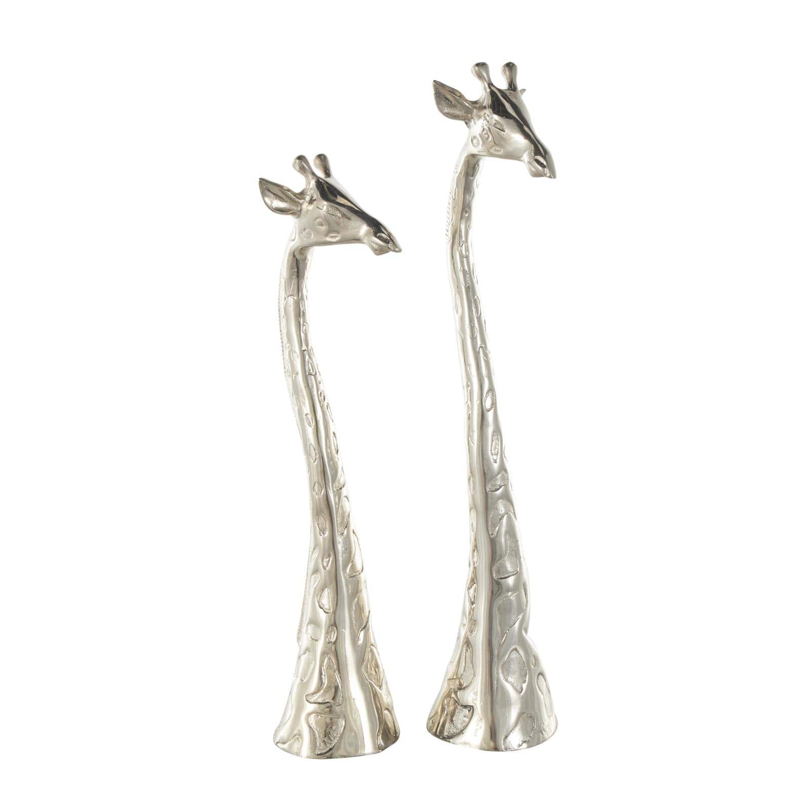 Silver Textured Metal Giraffe Sculpture Set