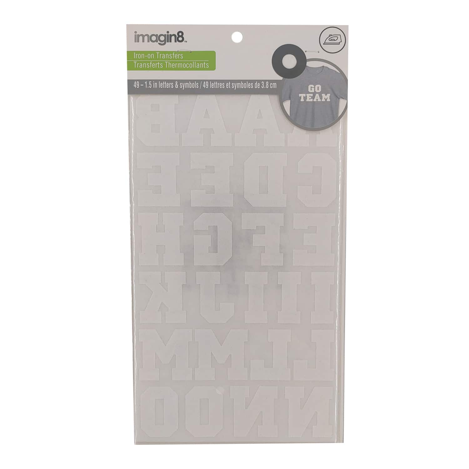 12 Pack: Iron-On White Flocked Athletic Letters by Imagin8™