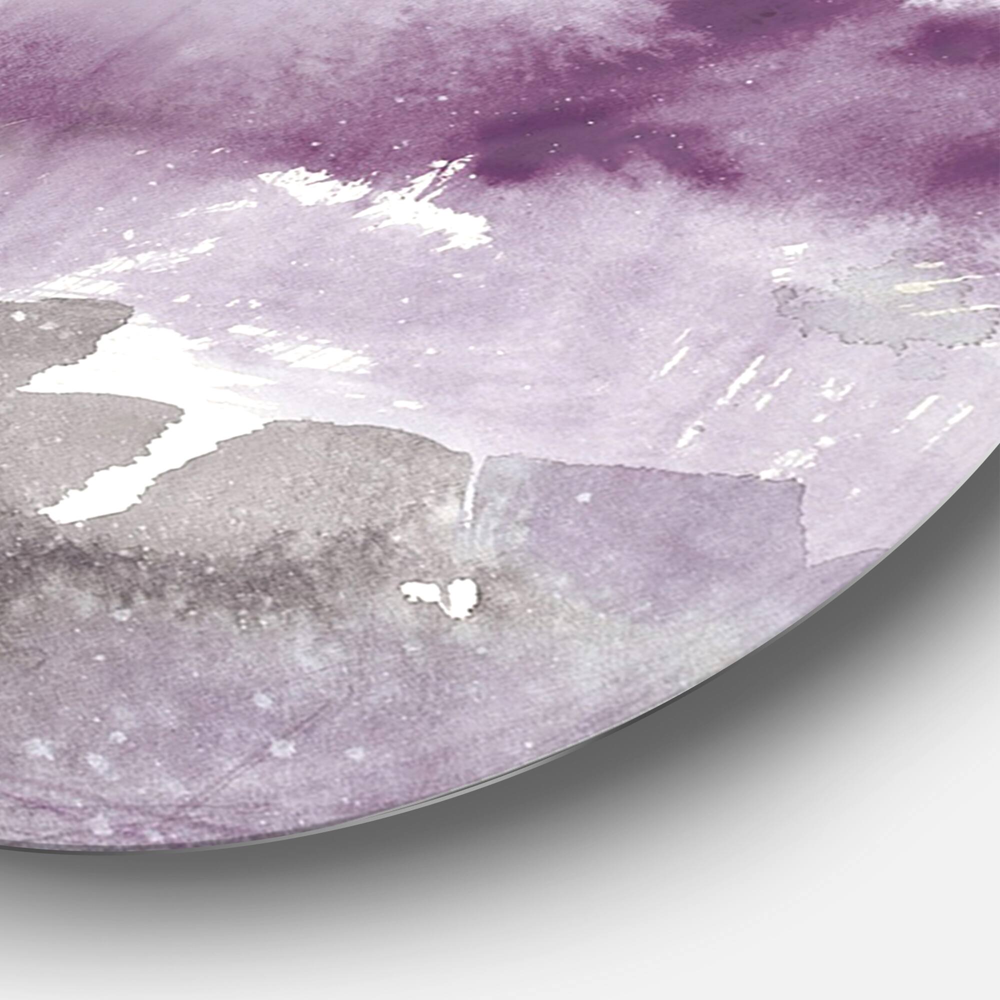 Designart - Midnight at the Lake III Amethyst and Grey - Geometric Metal Circle Wall Art