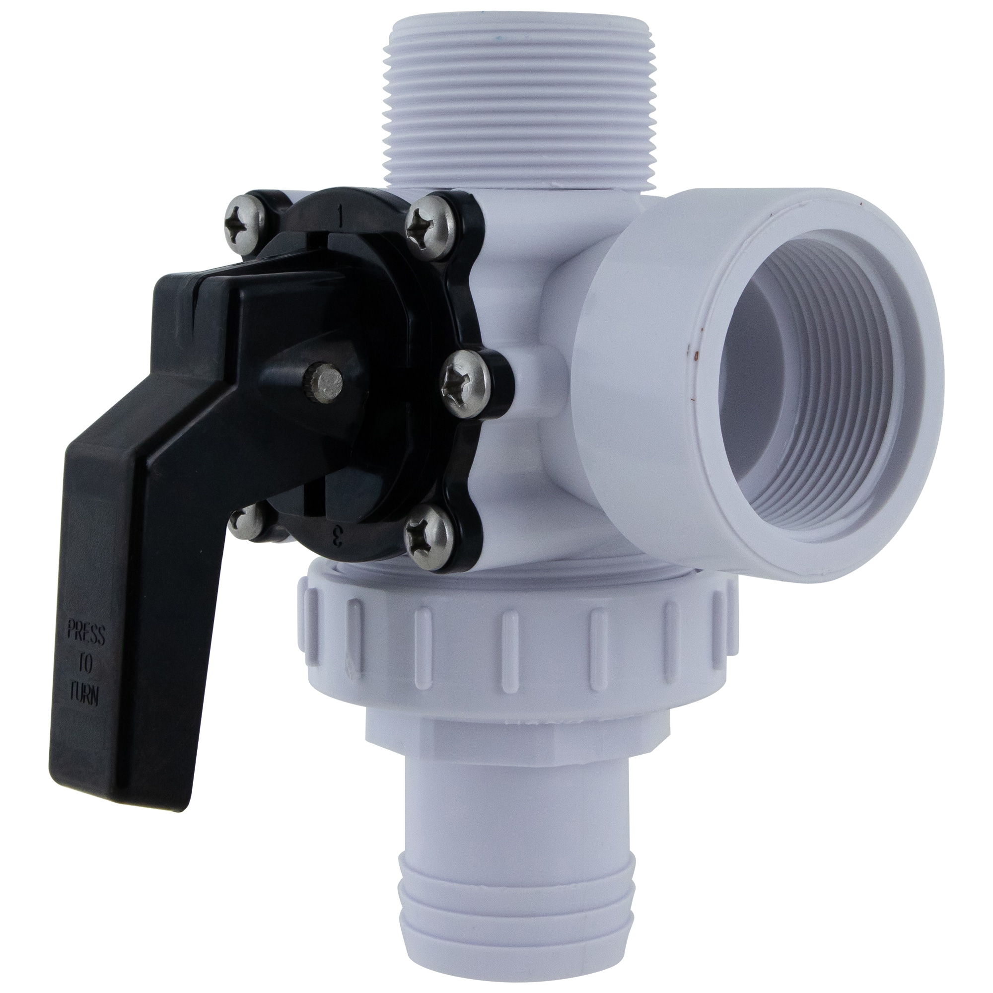 Swim Central 6.25" White HydroTools Swimming Pool & Spa Standard Right Outlet 3-Way Ball Valve