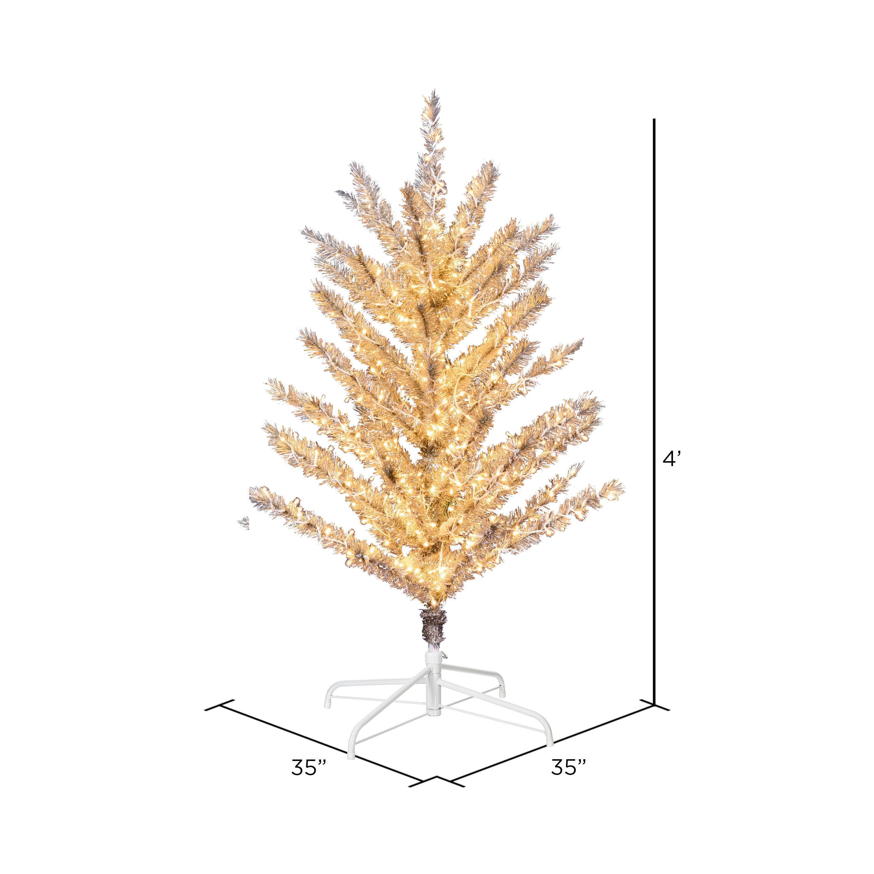 4ft. Pre-Lit Vintage Aluminum Artificial Christmas Tree, Warm White LED Lights