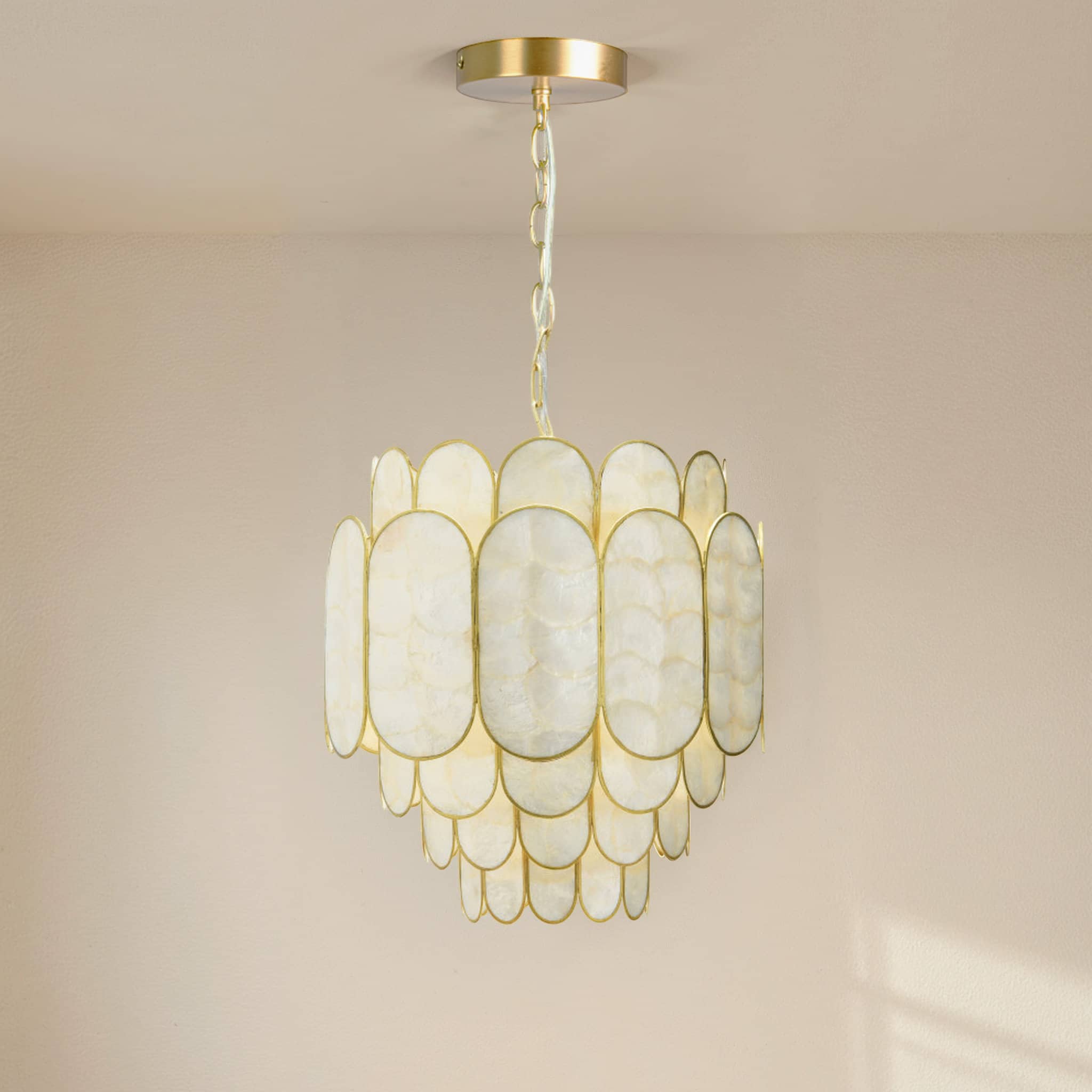 Hello Honey&#xAE; 17.5&#x22; 4-Tier Capiz and Metal Chandelier