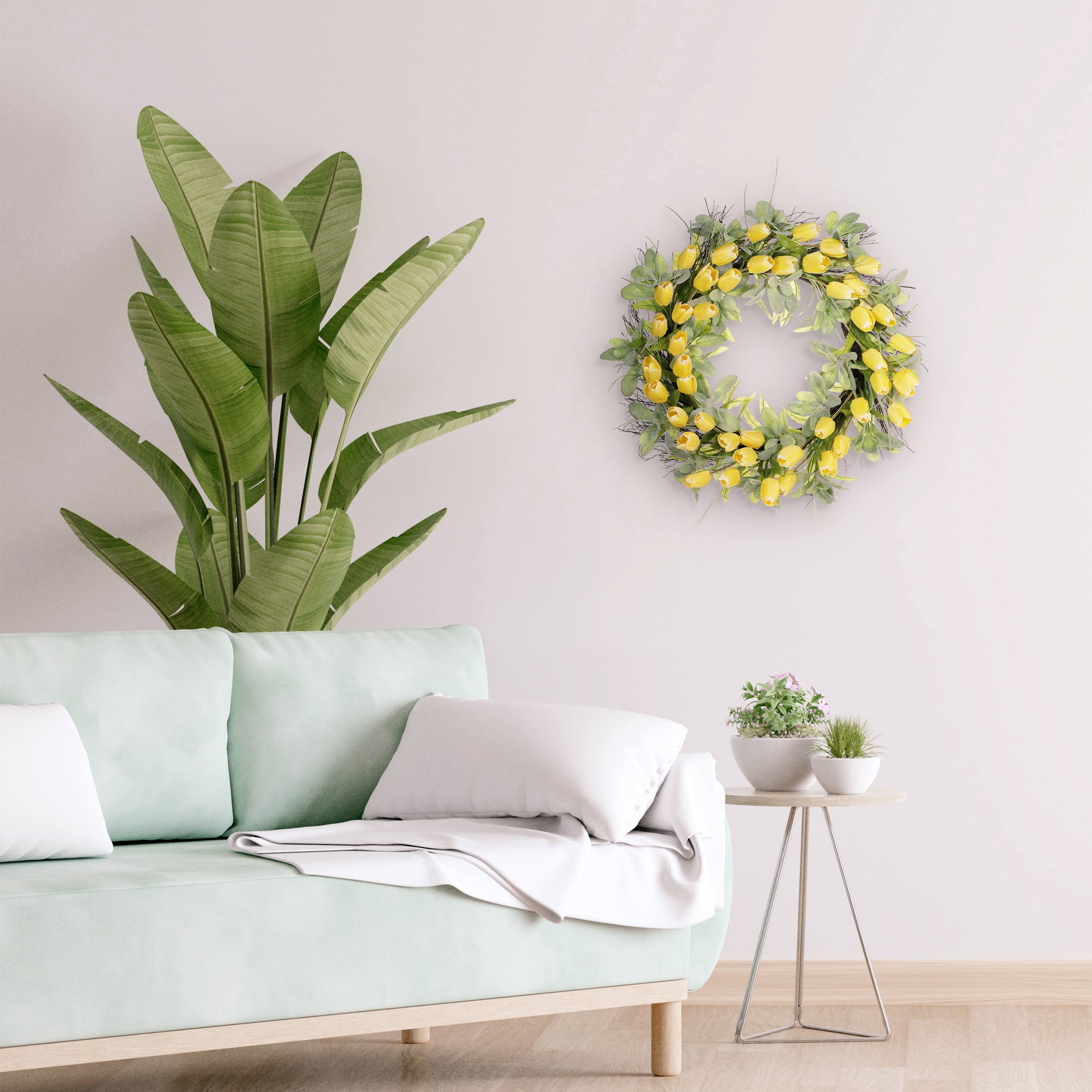 30" Yellow Spring Tulip Wreath