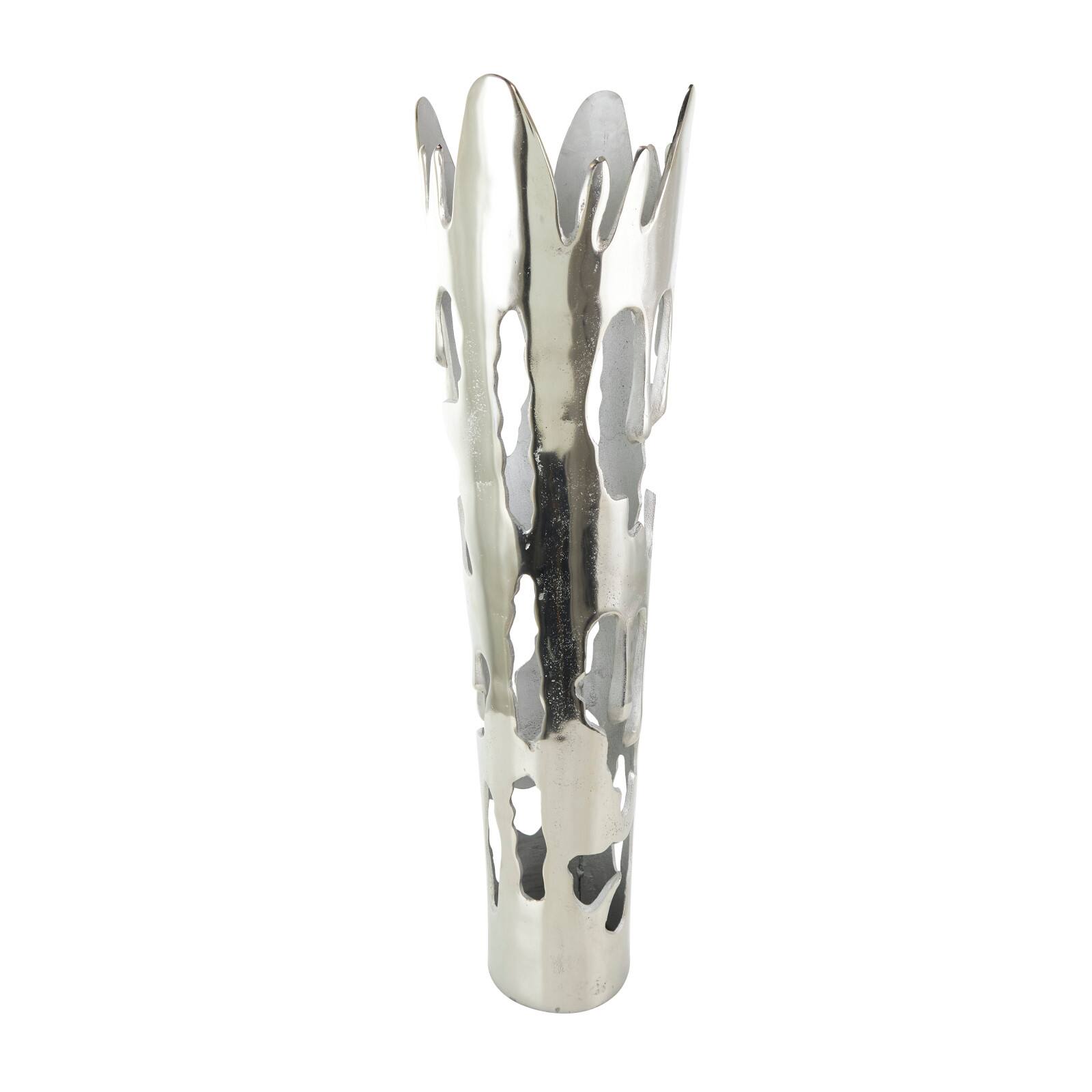 31" Silver Aluminum Drip Vase with Melting Designed Body