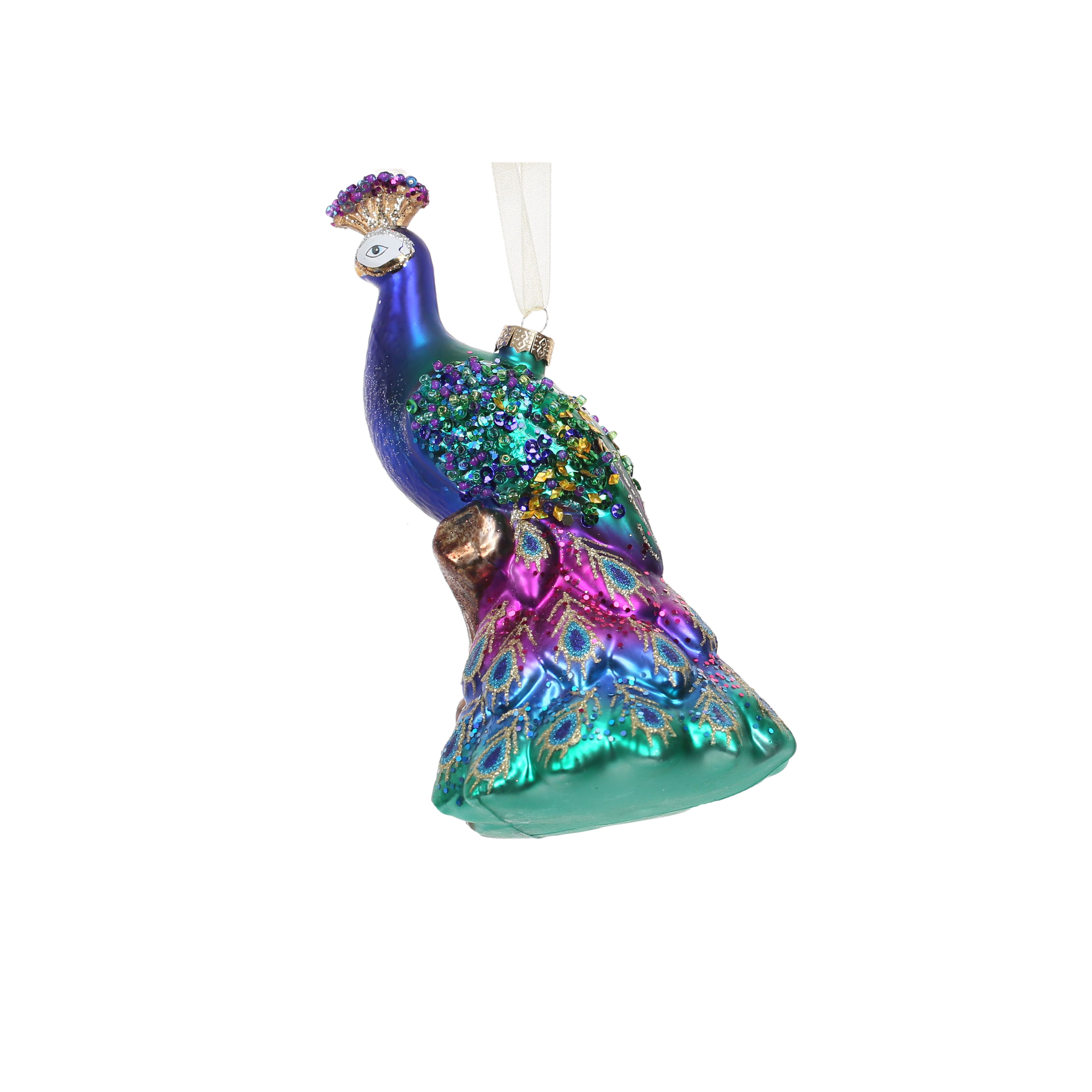 5.75&#x22; Blue Peacock Glass Ornament by Ashland&#xAE;