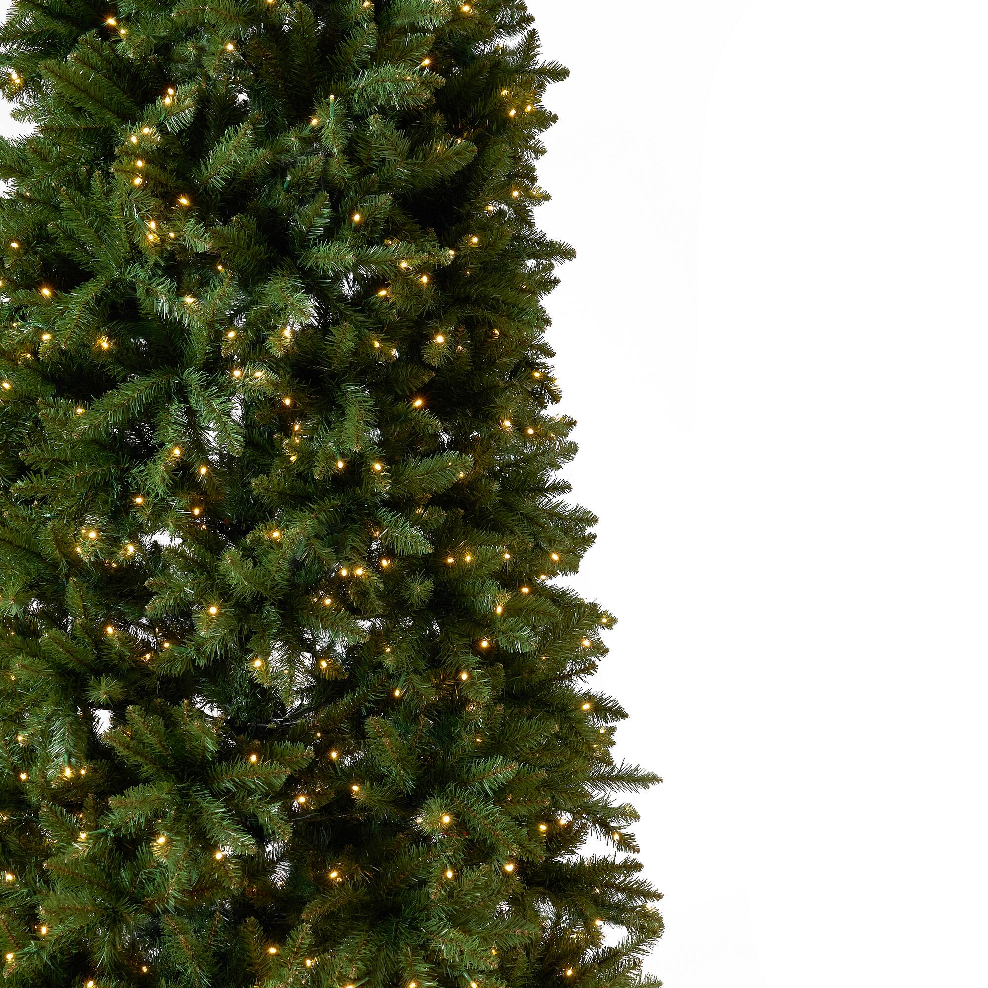 13ft. Pre-Lit Green Mountain Pine Slim Artificial Christmas Tree, Warm White LED Lights