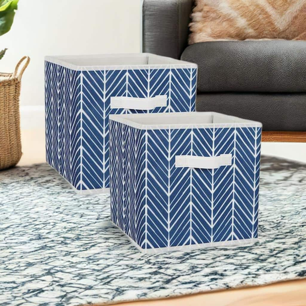 DII&#xAE; 11&#x22; Nautical Blue Herringbone Storage Cube, 2ct.