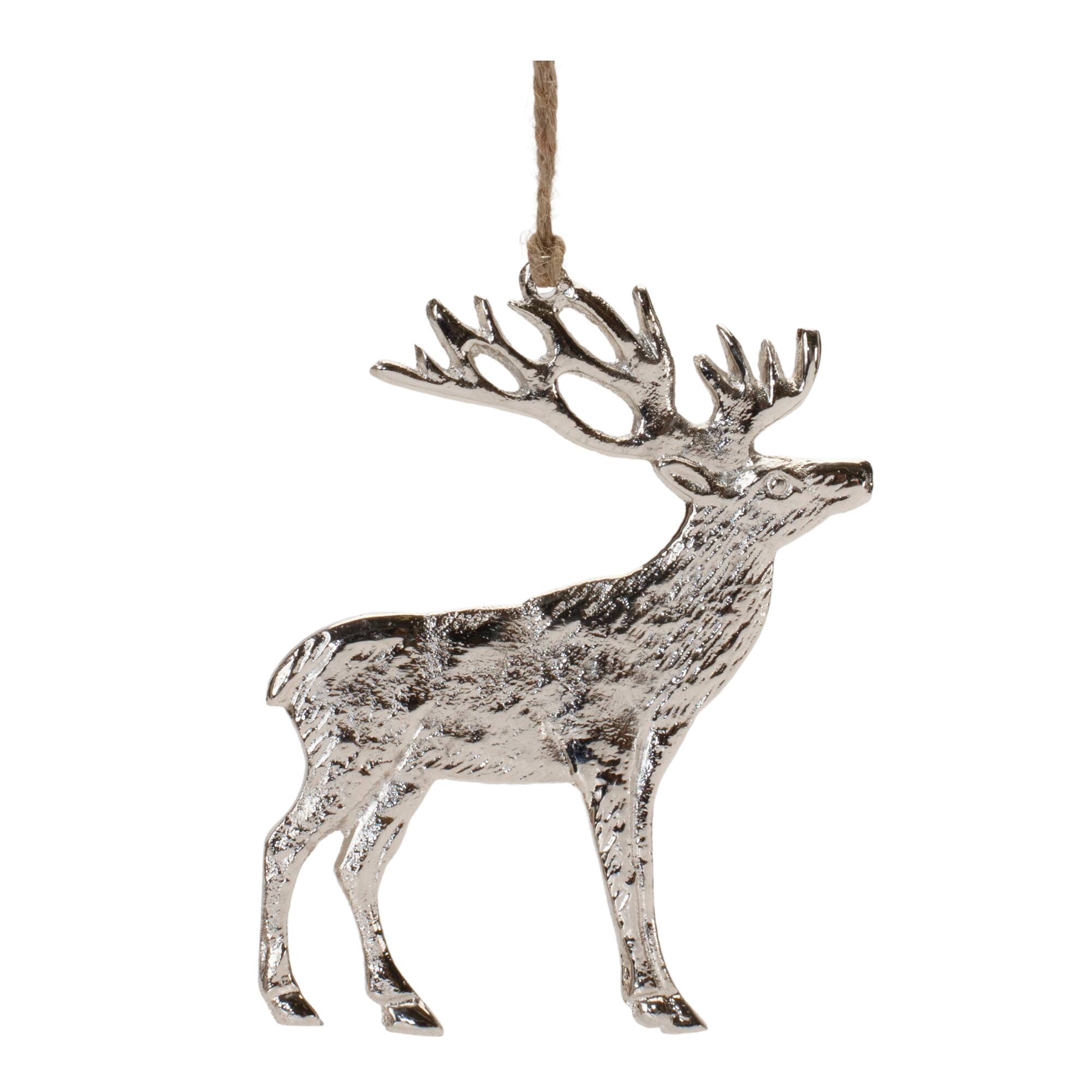 5&#x22; Rustic Silver Metal Deer Ornaments, 12ct.