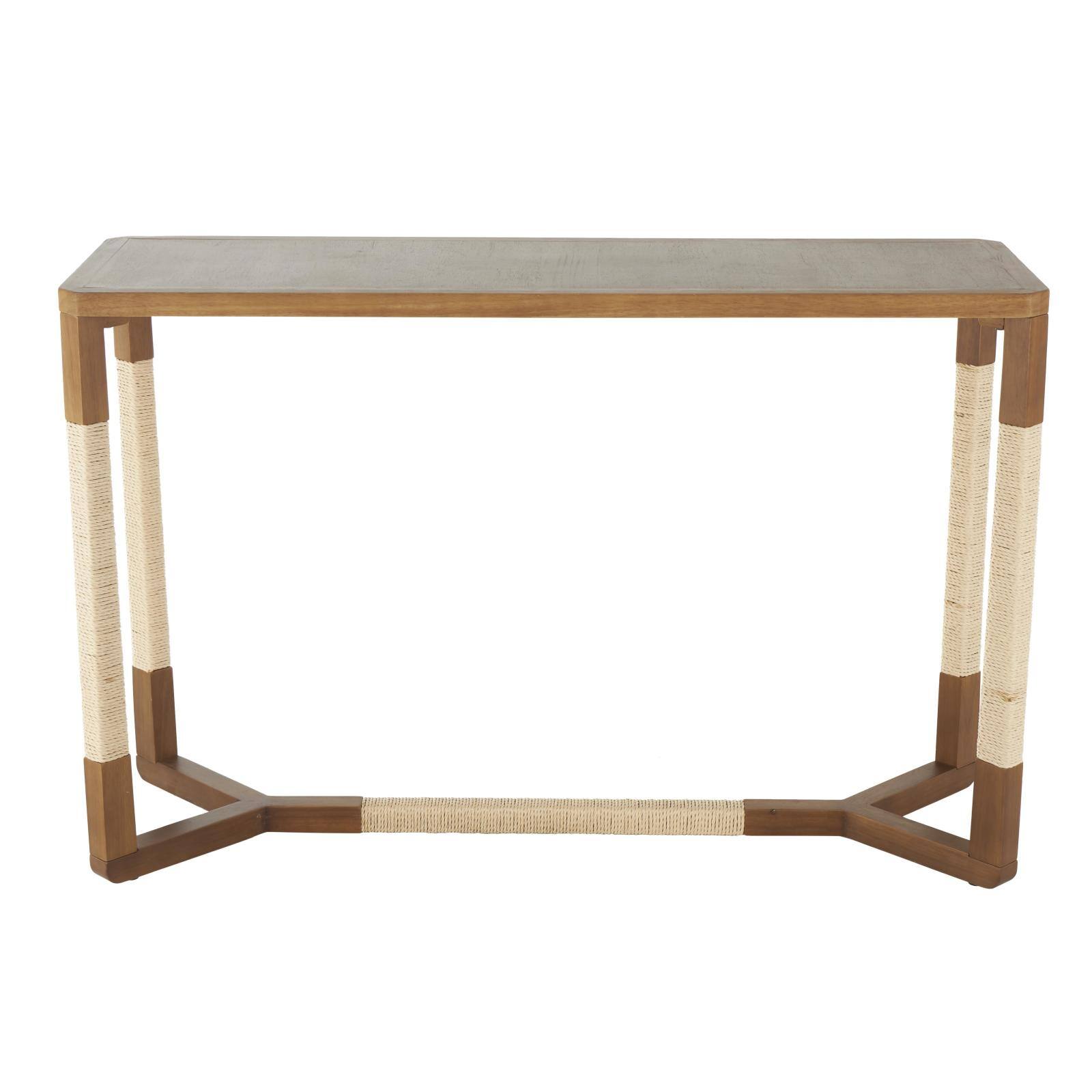 47.25&#x22; Brown Wooden Living Room Console Table with Rope Wrapped Frame