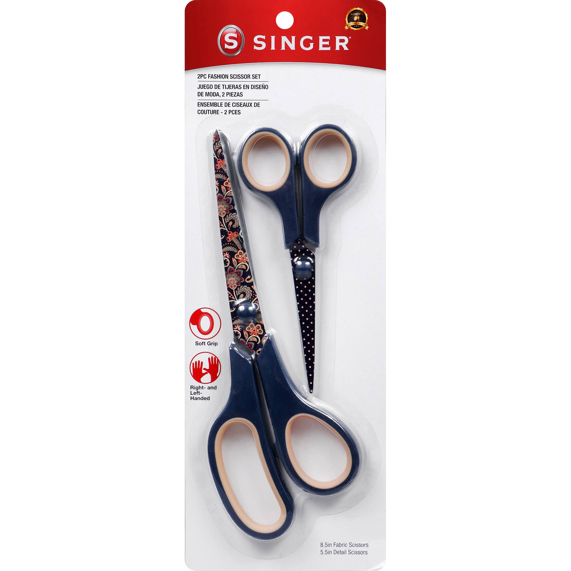 SINGER&#xAE; Paisley Polka Dot Printed 8.5&#x22; Fabric Scissors &#x26; 5.5&#x22; Detail Craft Scissors Set