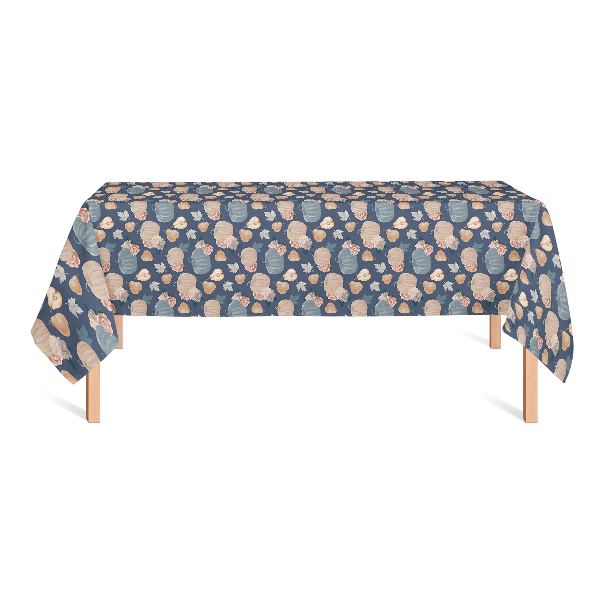 102&#x22; Sweet Harvest Pattern Blue Tablecloth
