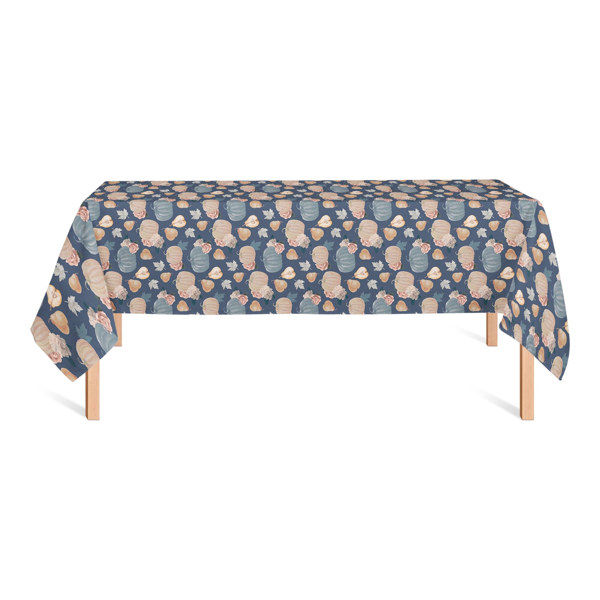 102" Sweet Harvest Pattern Blue Tablecloth