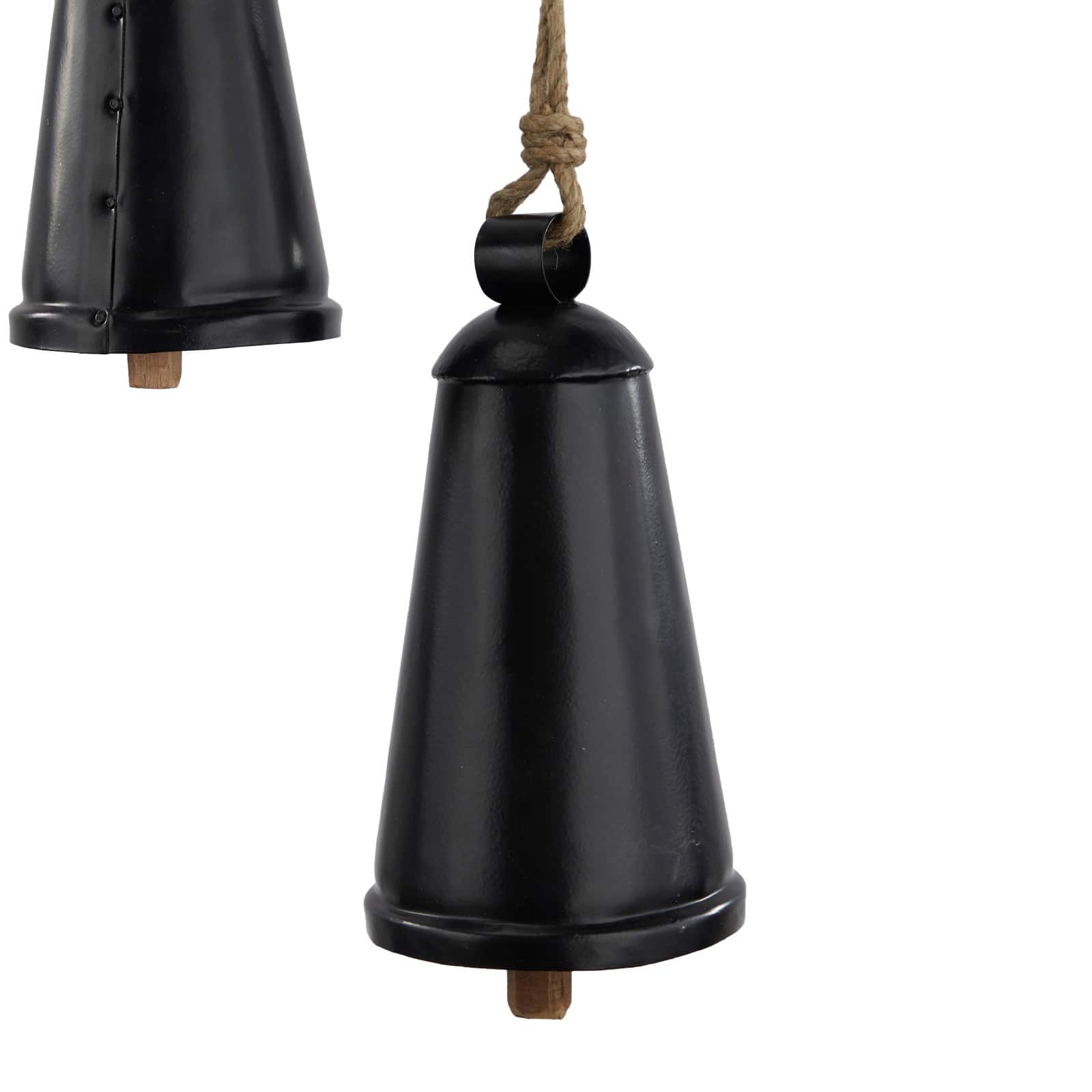 Black Metal Bohemian Decorative Cow Bell, Set of 3" 13", 10", 9"
