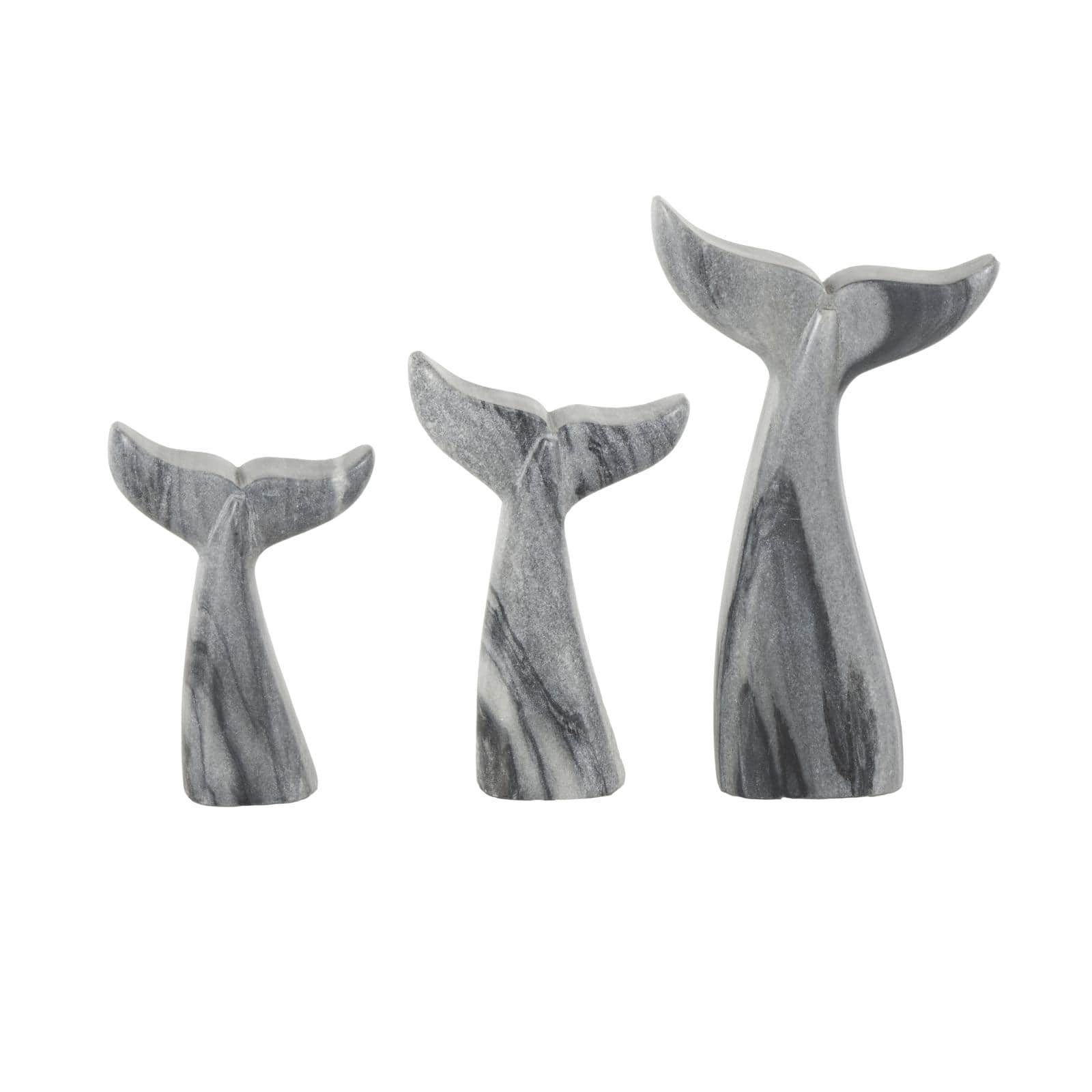 Gray Marble Whale Tail Sculptures, 3ct.
