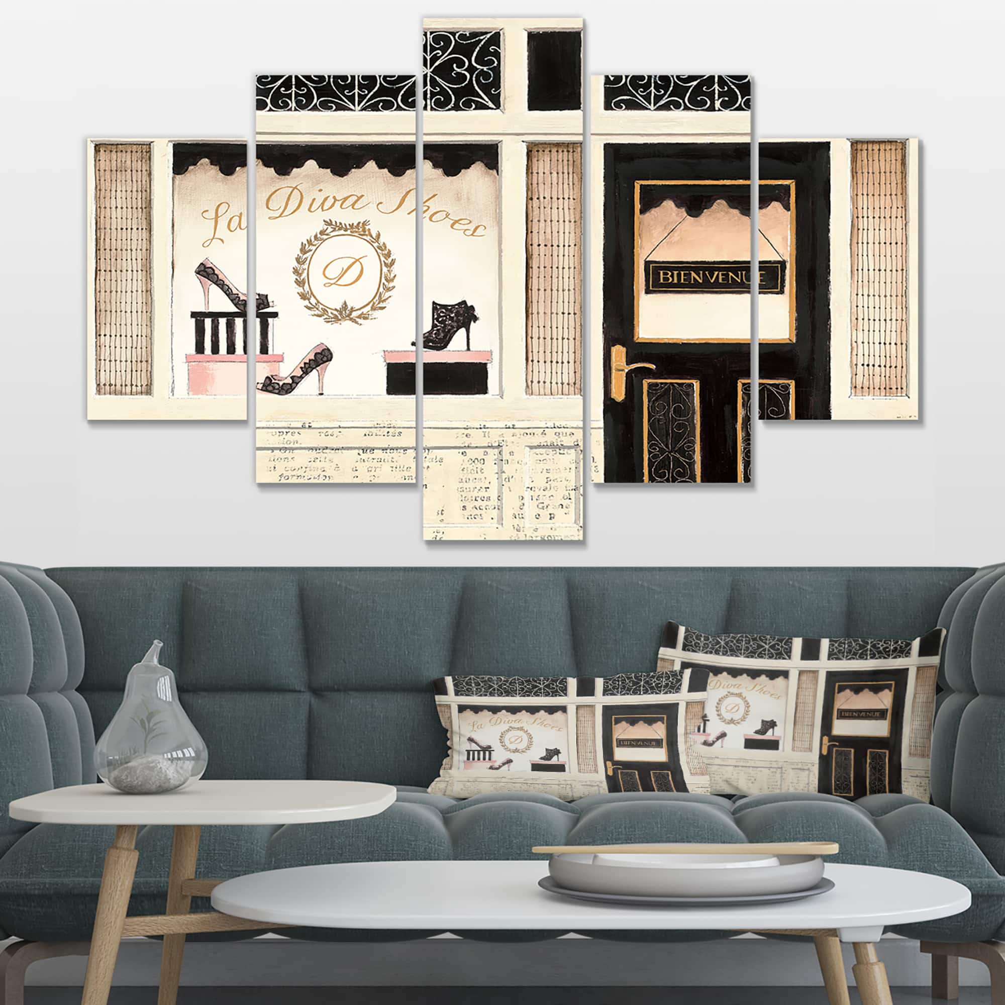 Designart - Paris Diva Shoes Painting - Fashion Premium Canvas Wall Art