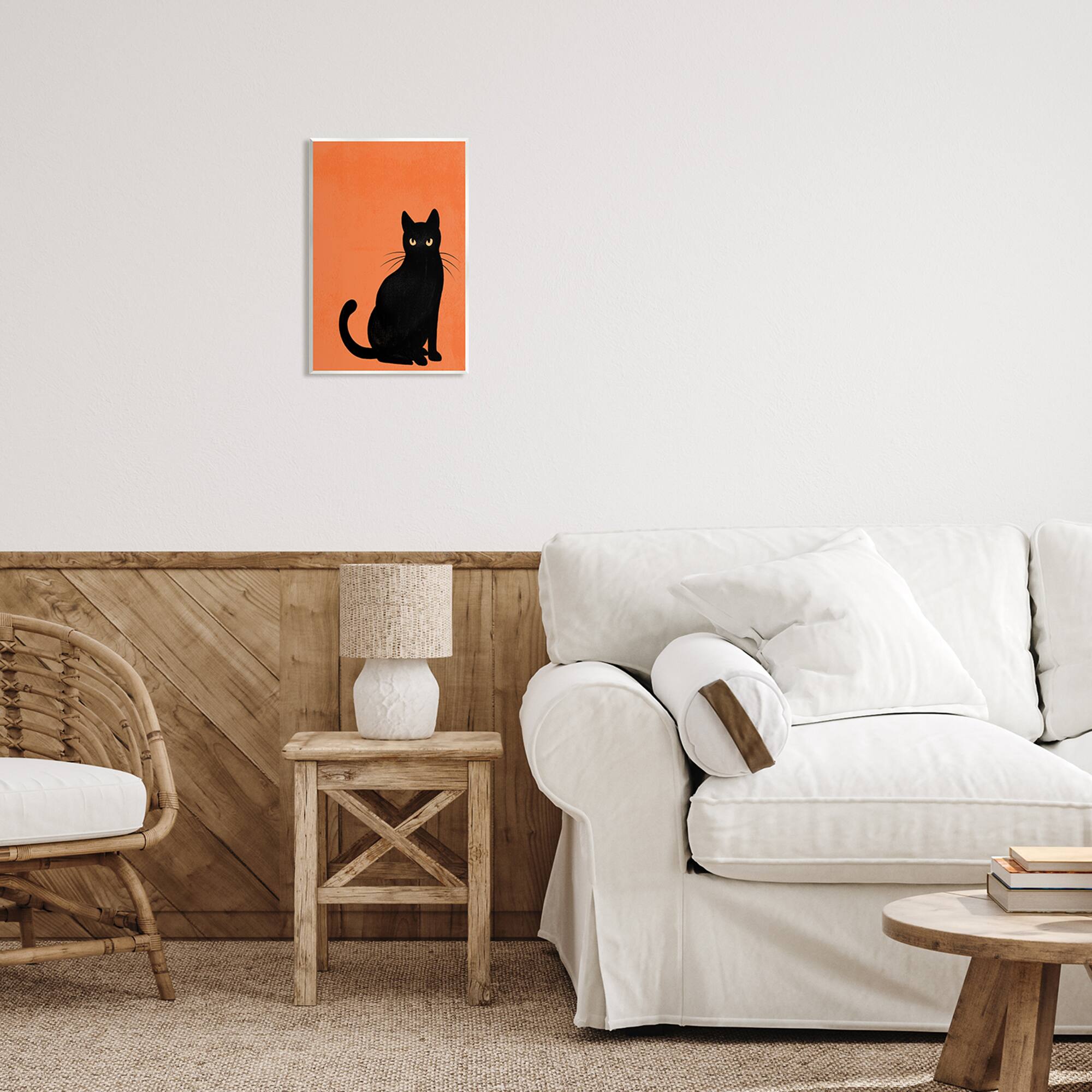Stupell Industries Bold Black Cat Silhouette Wall Plaque Art