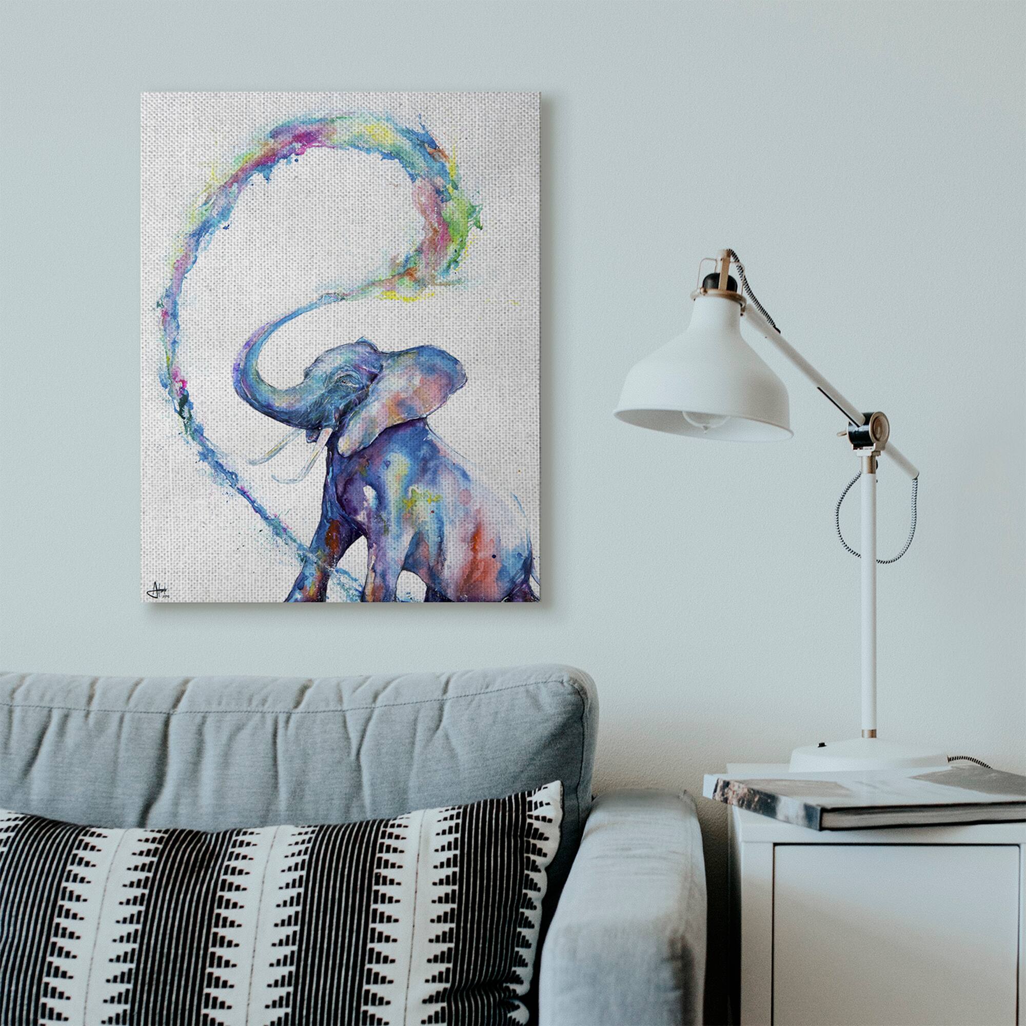 Stupell Industries Colorful Large Abstract Elephant Painting Wall Accent