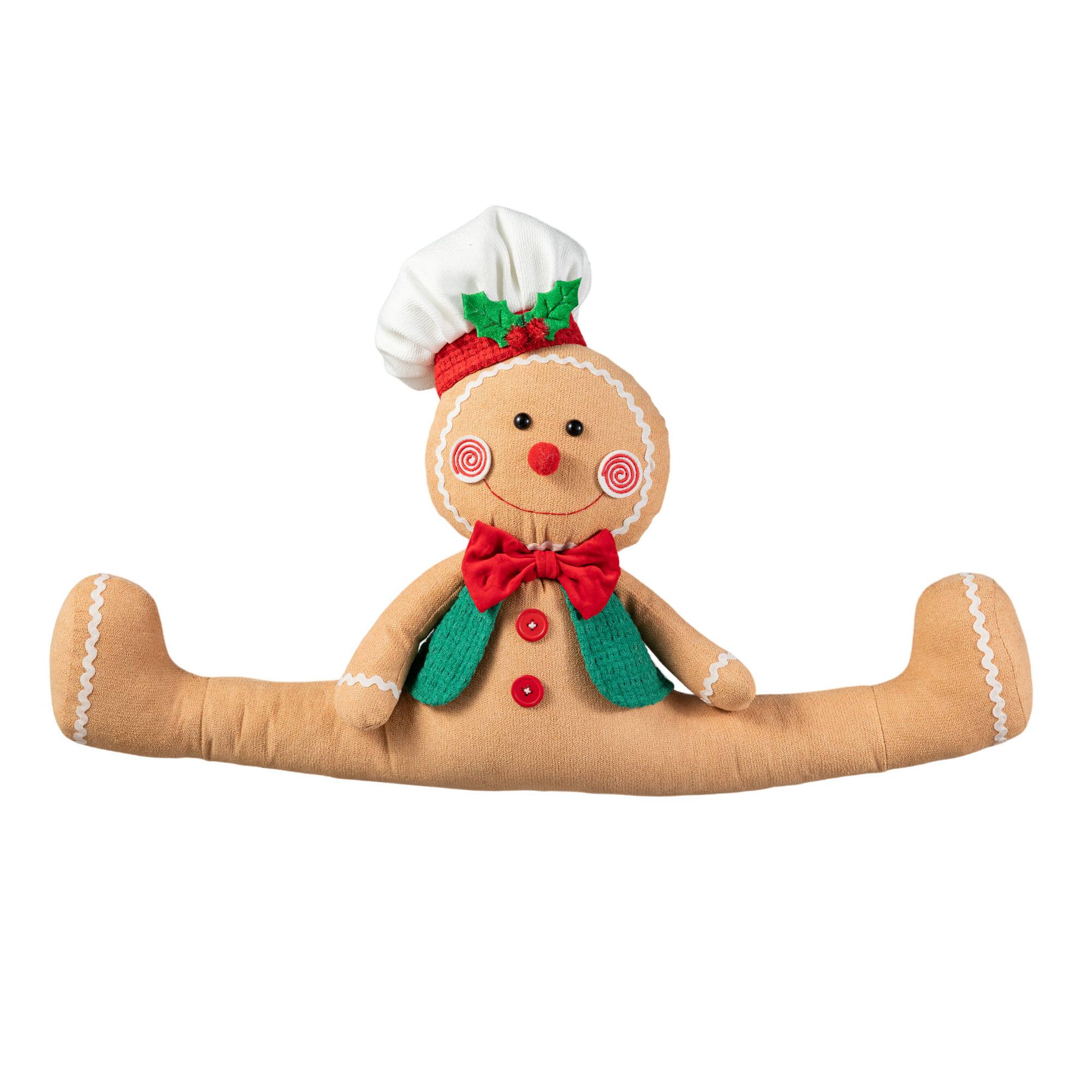 Glitzhome&#xAE; 27.5&#x22; Christmas Fabric Gingerbread Man Doorstop