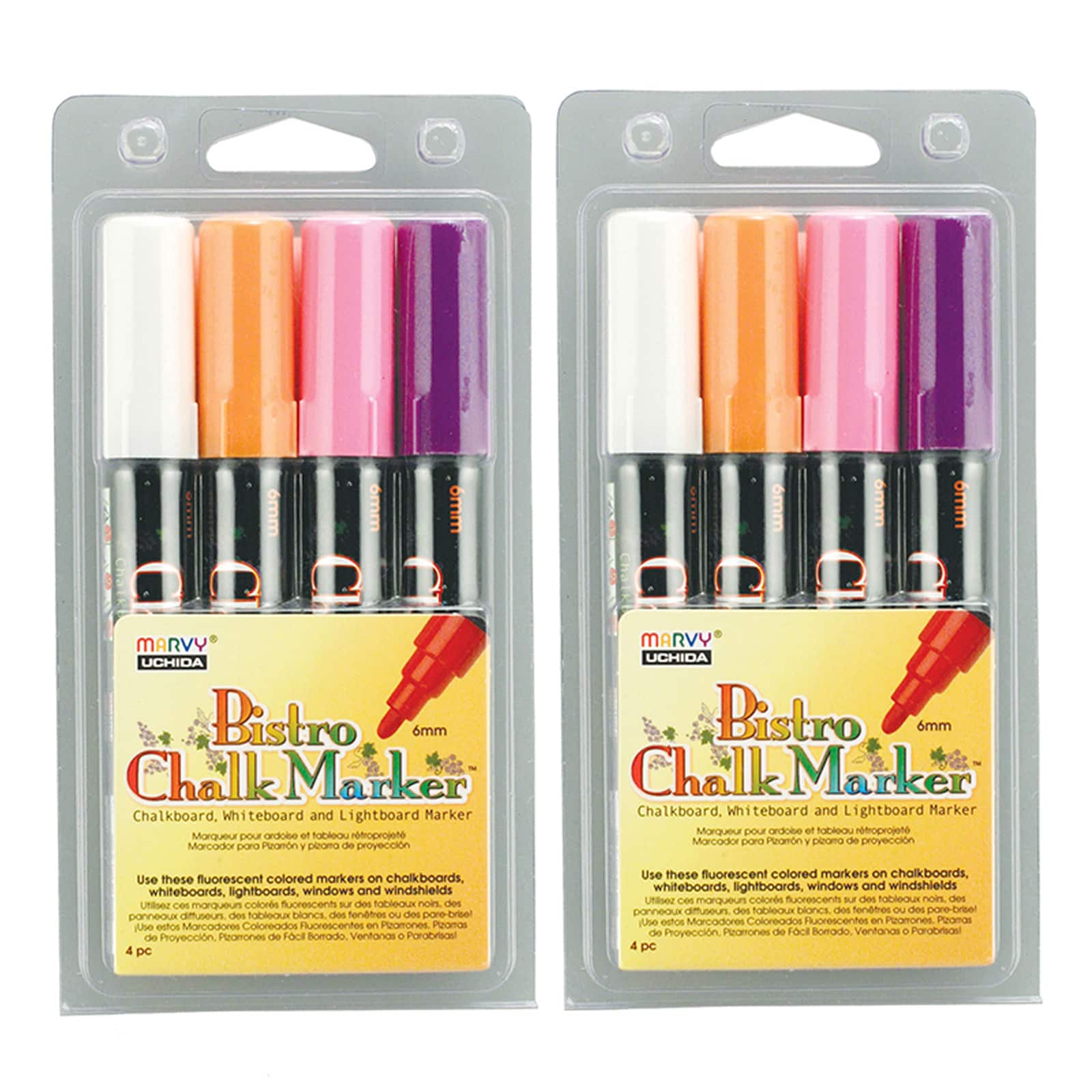 Marvy® Uchida Fluorescent Colors Broad Point Chalk Markers Set, 2ct.