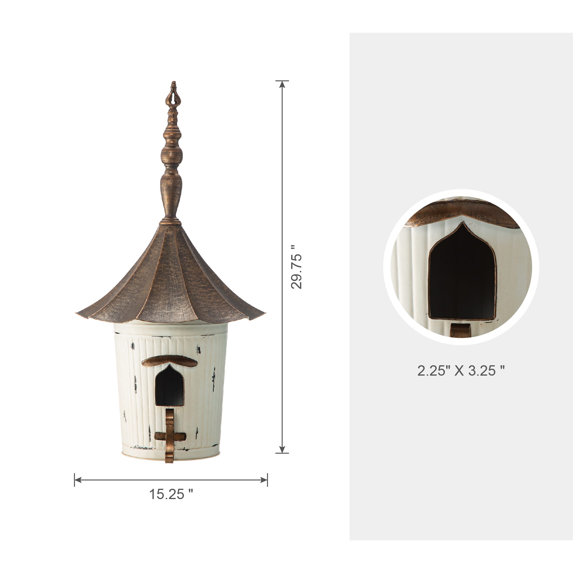Glitzhome&#xAE; 30&#x22; White Pagoda Metal Birdhouse