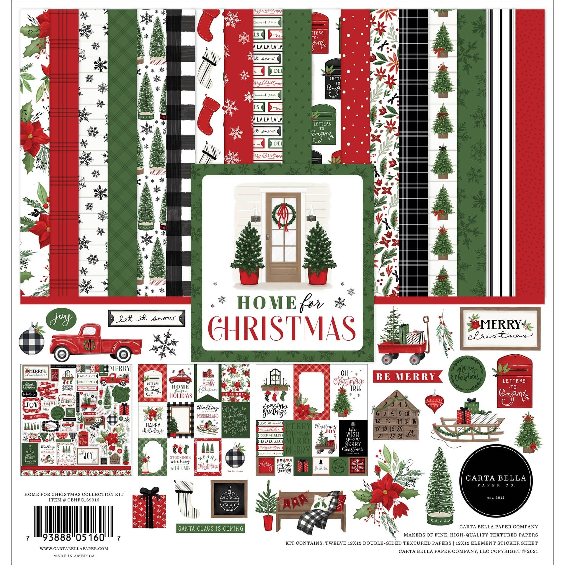 Carta Bella Home for Christmas Paper Collection Kit, 12&#x22; x 12&#x22;