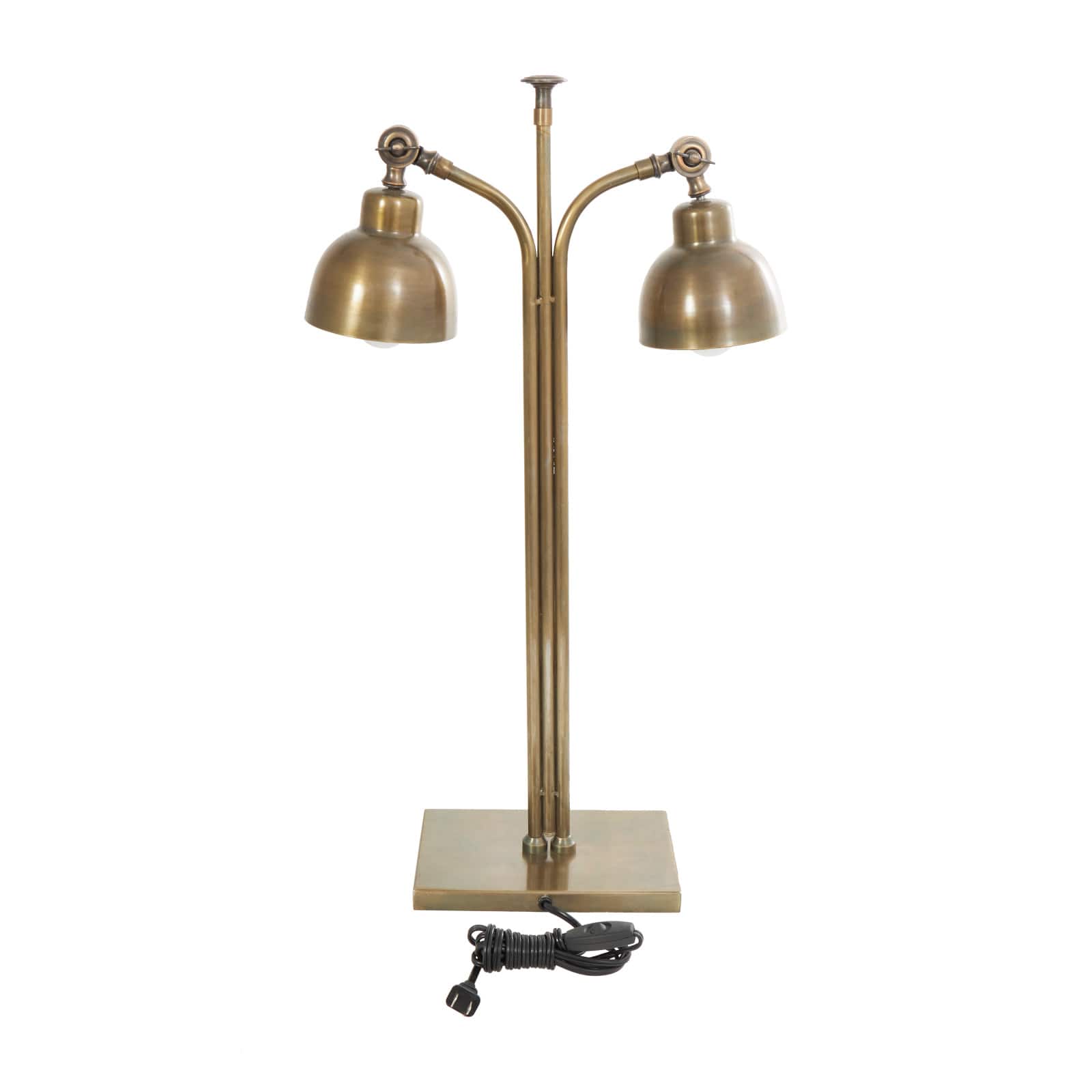 2ft. Brass Stainless Steel Desk Lamp with Double Shades