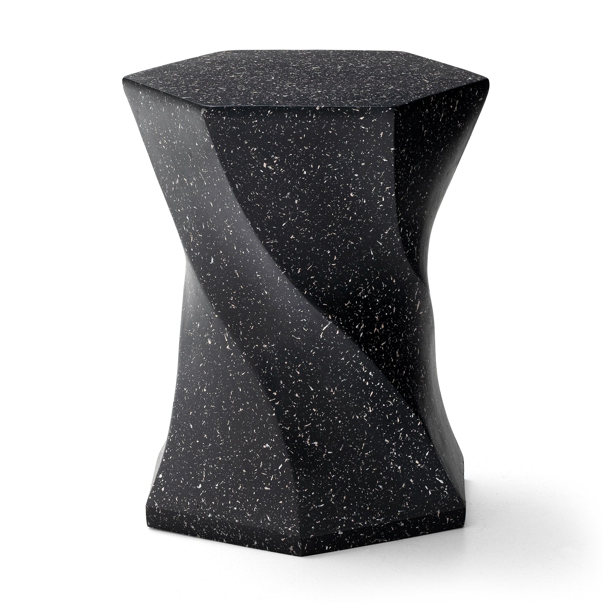 Glitzhome® 17.75" Multifunctional Twist-Style Faux Terrazzo Garden Stool