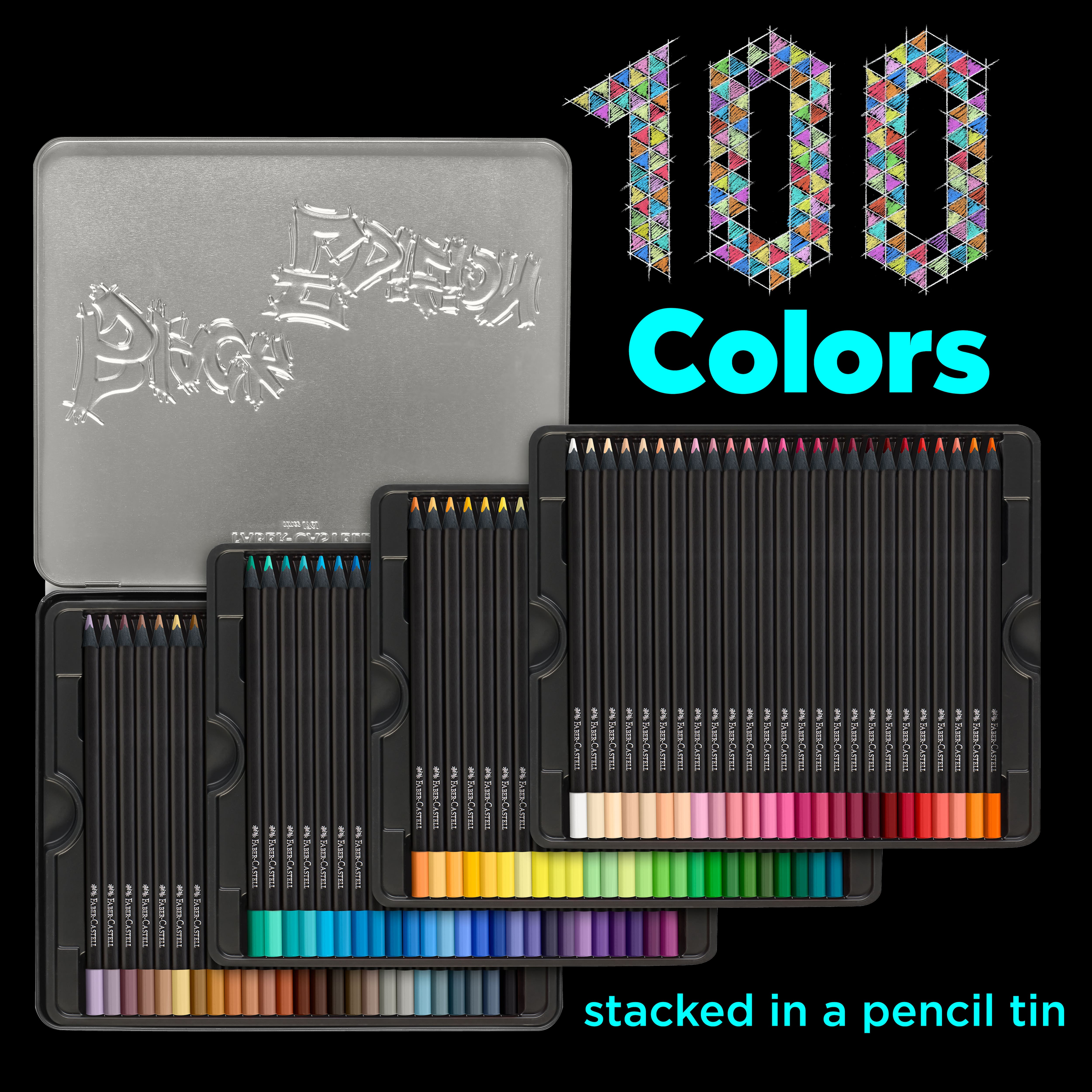 Faber-Castell&#xAE; 100 Color Black Edition Colored Pencil Tin Set