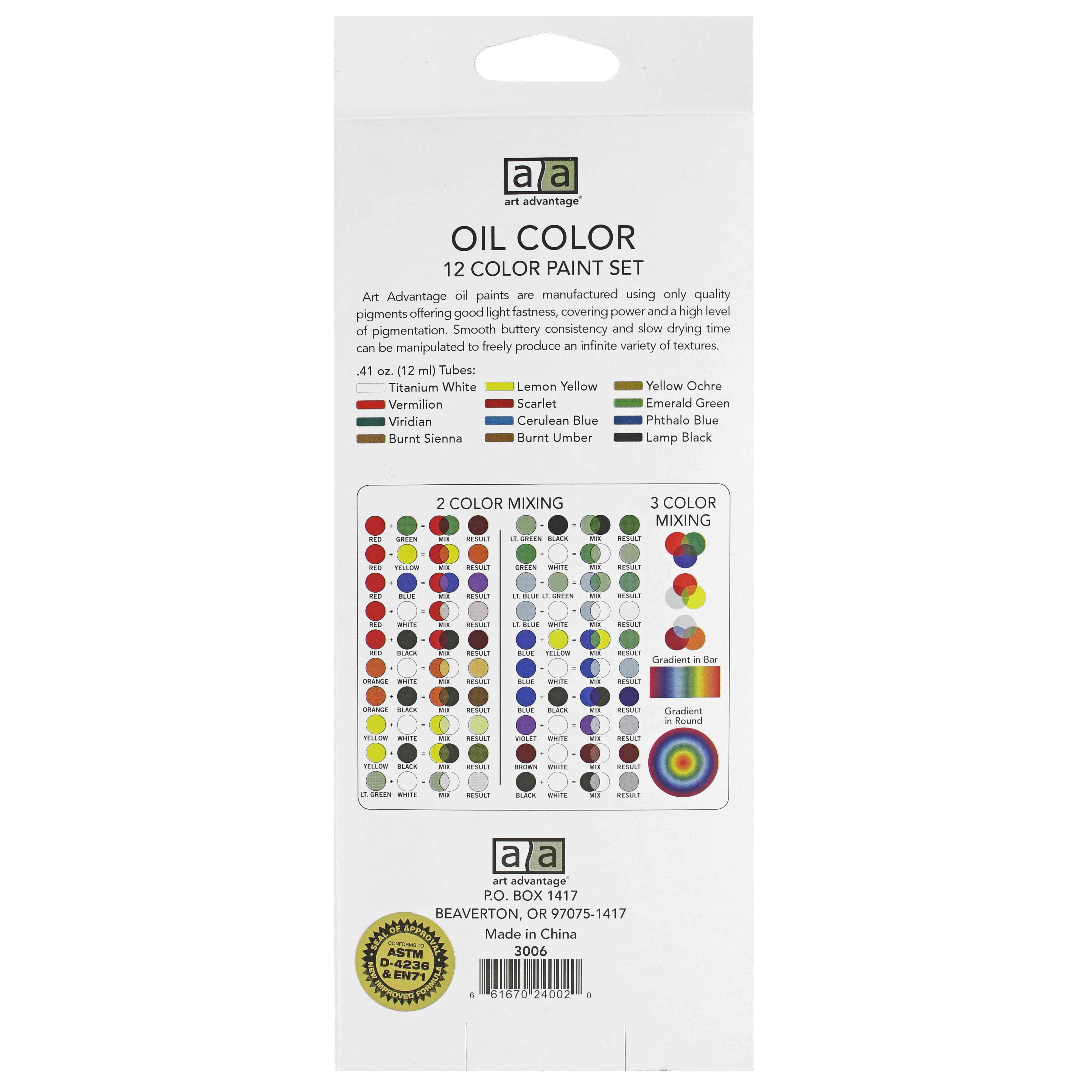 Art Advantage&#xAE; 12 Color Oil Paint Set
