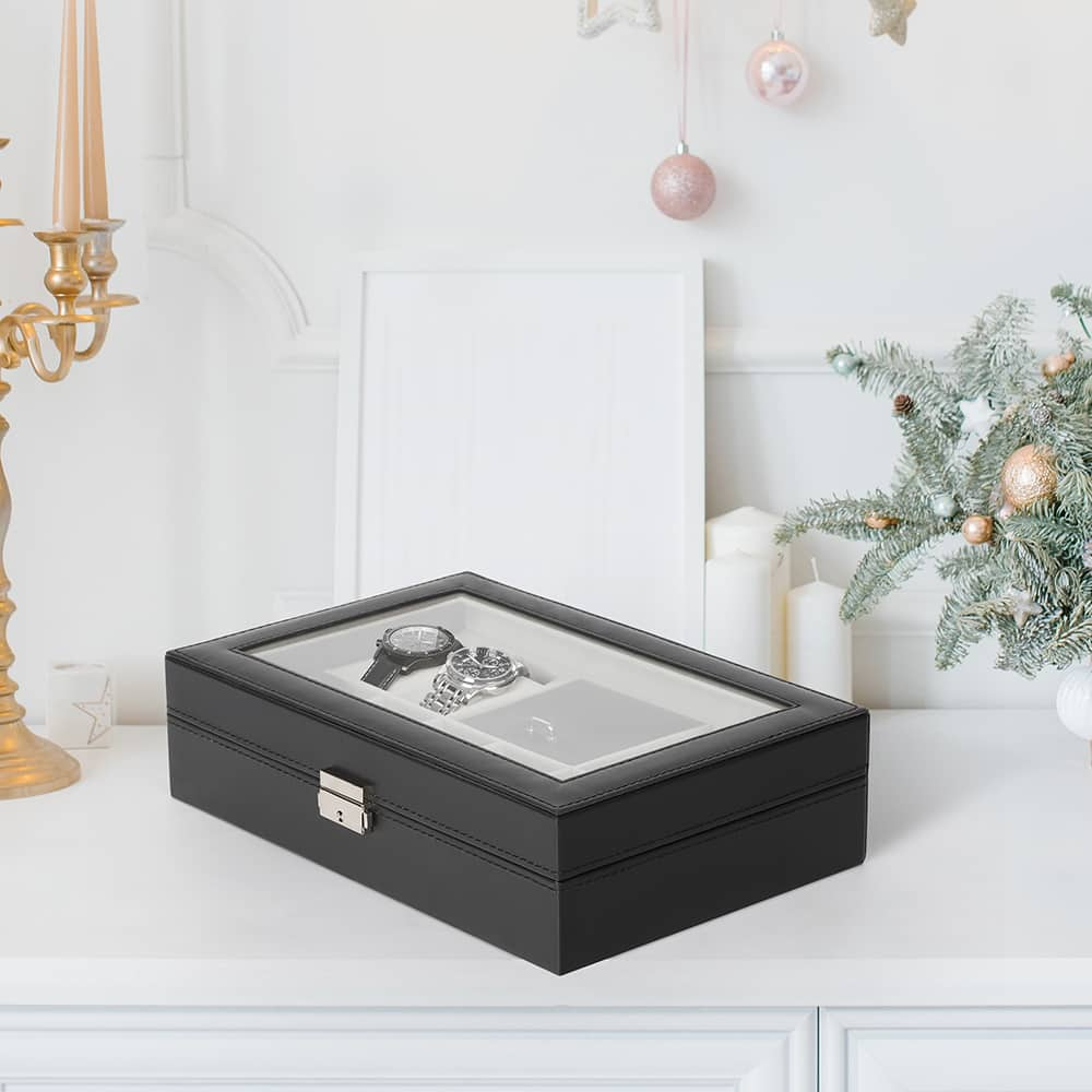 Charcoal Black Grand Ebony Jewelry Watch Box