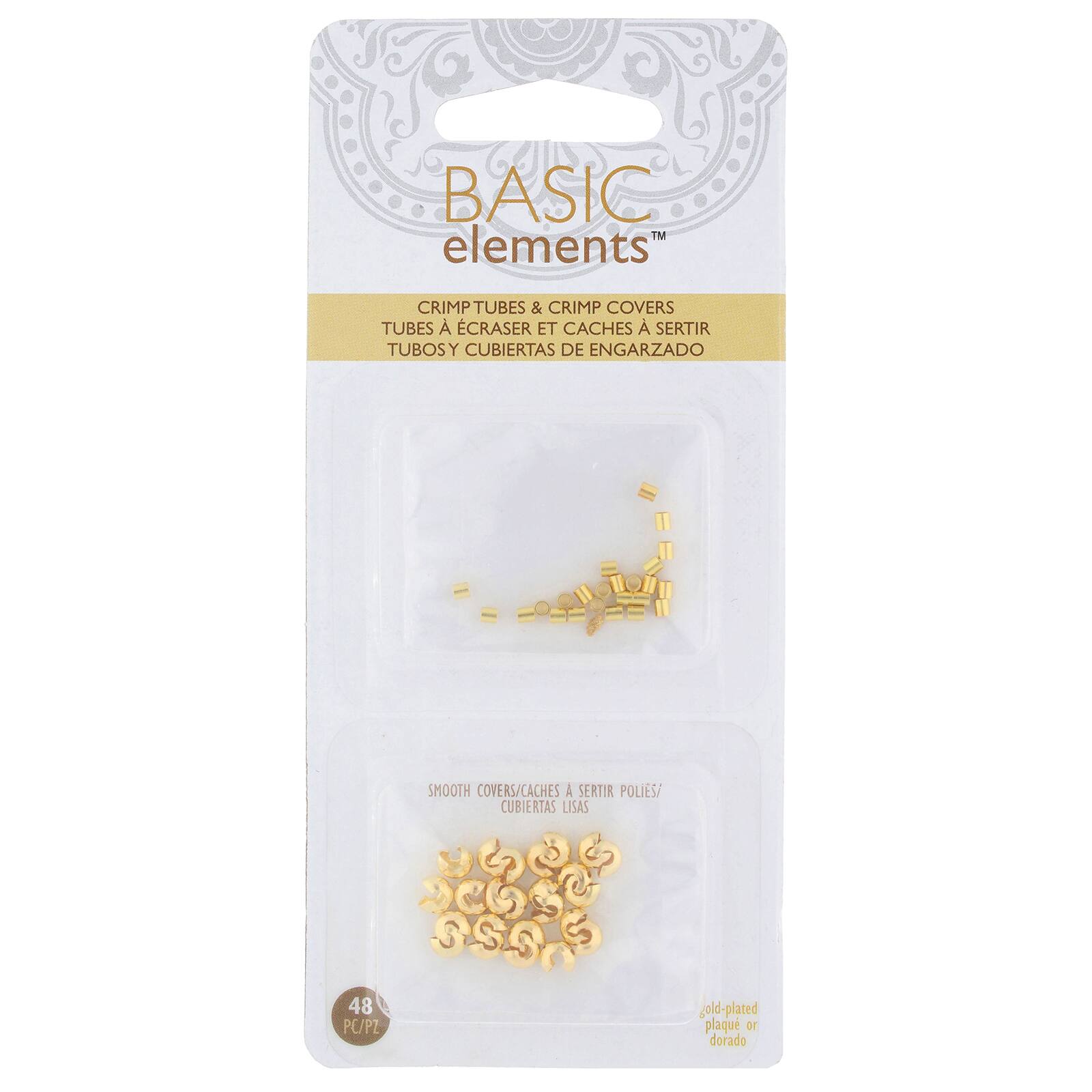 The Beadsmith® Basic Elements™ Gold-Plated Smooth Crimp Tubes & 4mm Covers