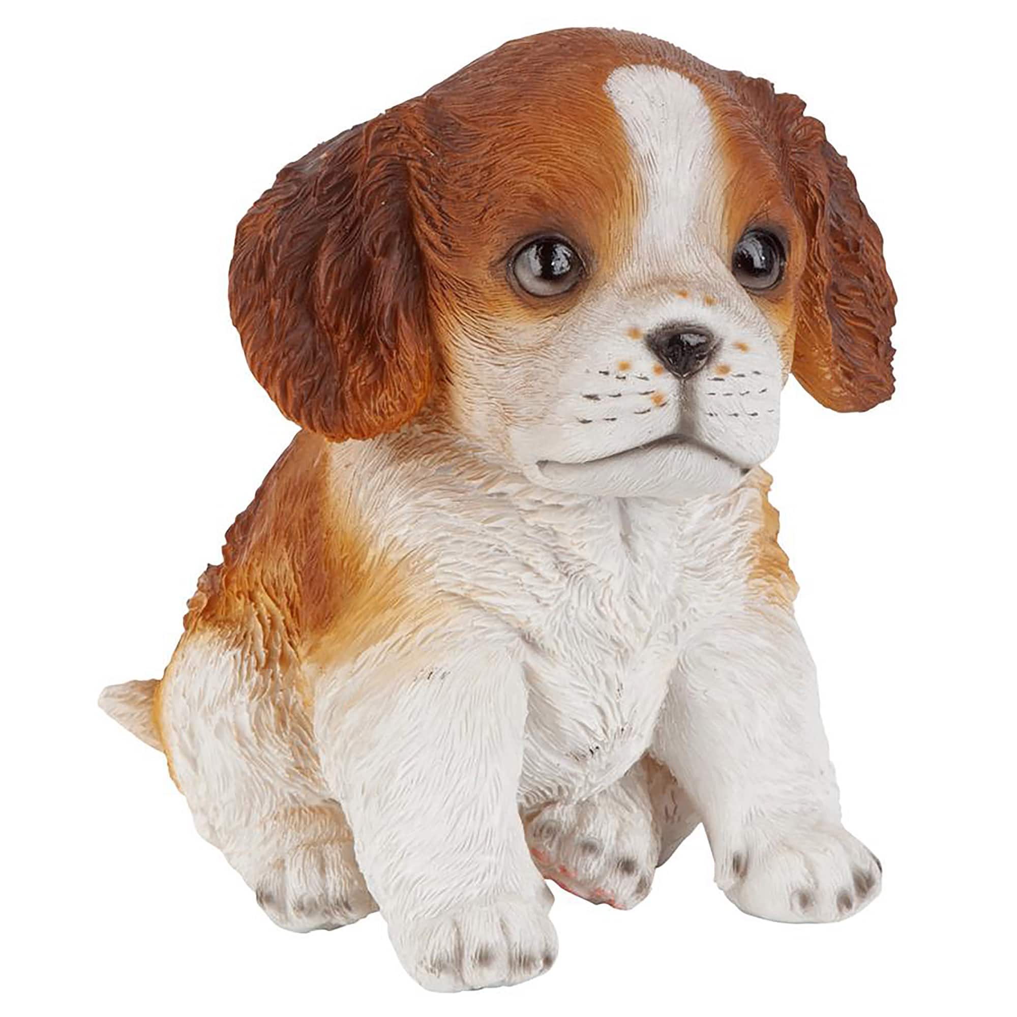 Design Toscano 6&#x22; Red &#x26; White Cavalier King Charles Puppy Partner Collectible Dog Statue