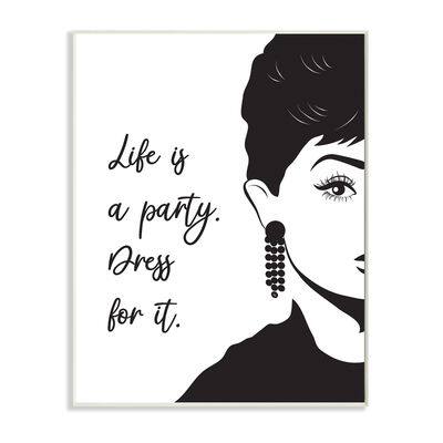 Stupell Industries Life’s a Party Dress For It Audrey Portrait in Black/White | 10″ x 15″ | Michaels