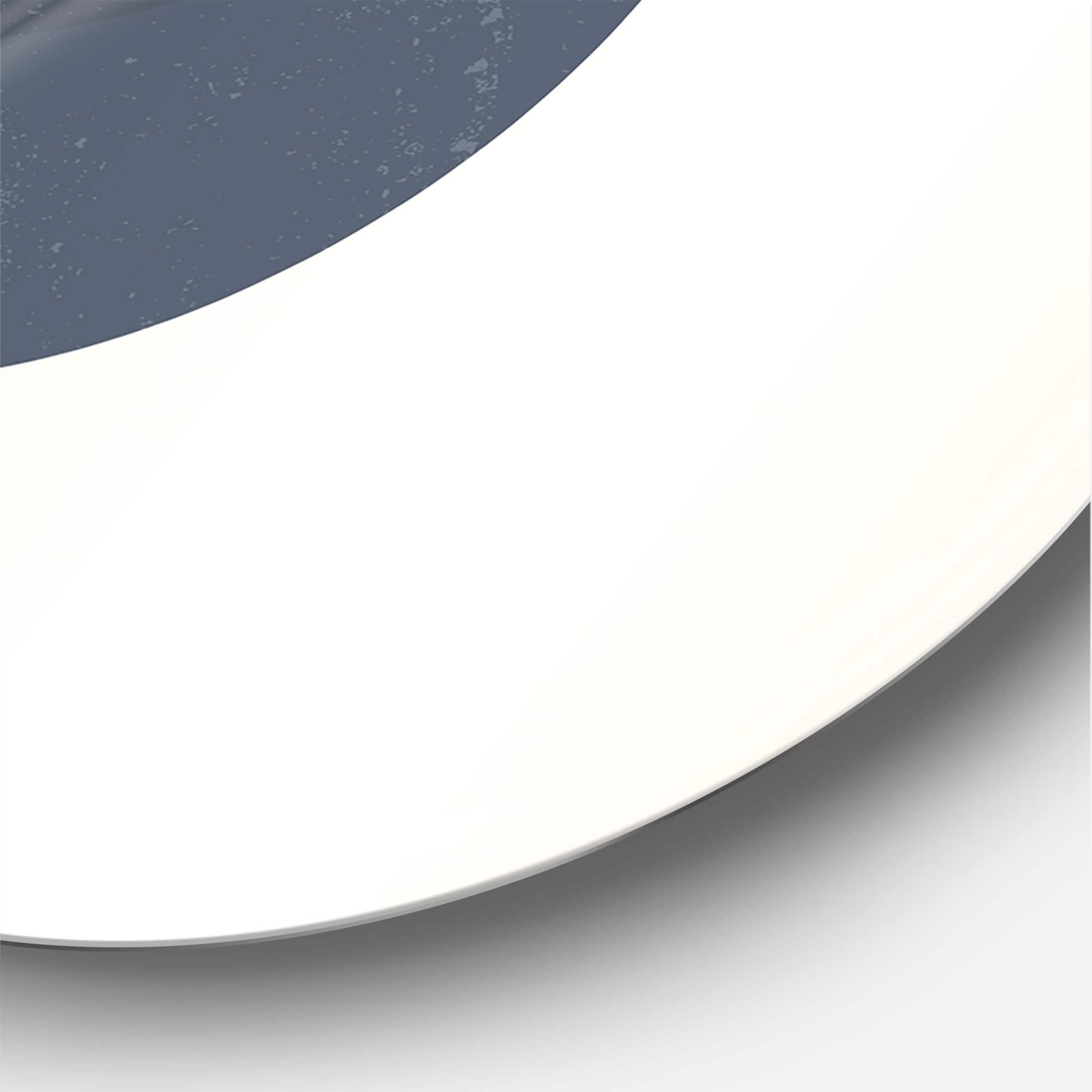 Designart - Abstract Sun & Moon Geometrics In Blue & Orange - Modern Metal Circle Wall Art