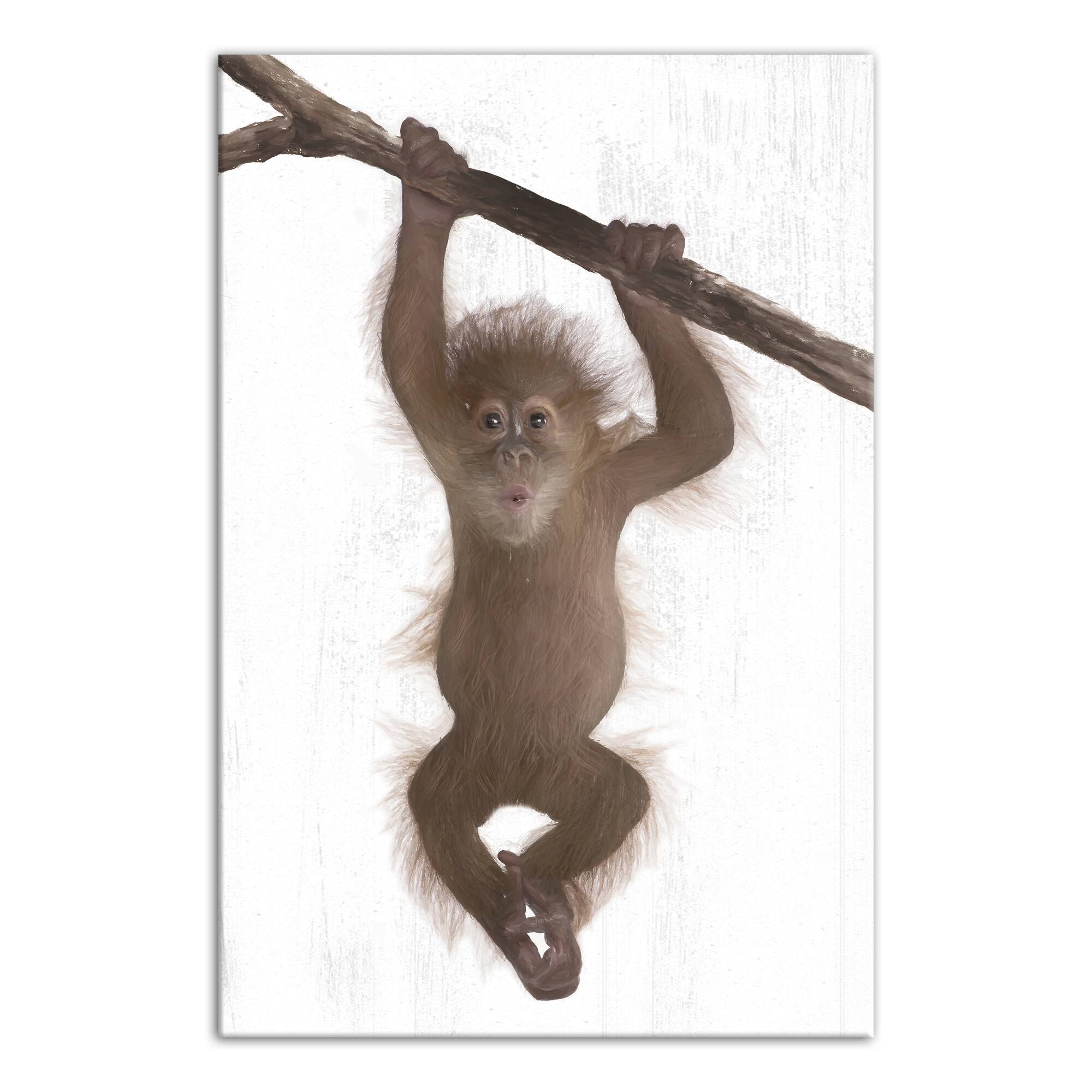Hanging Monkey 16&#x22; x 24&#x22; Canvas Wall Art