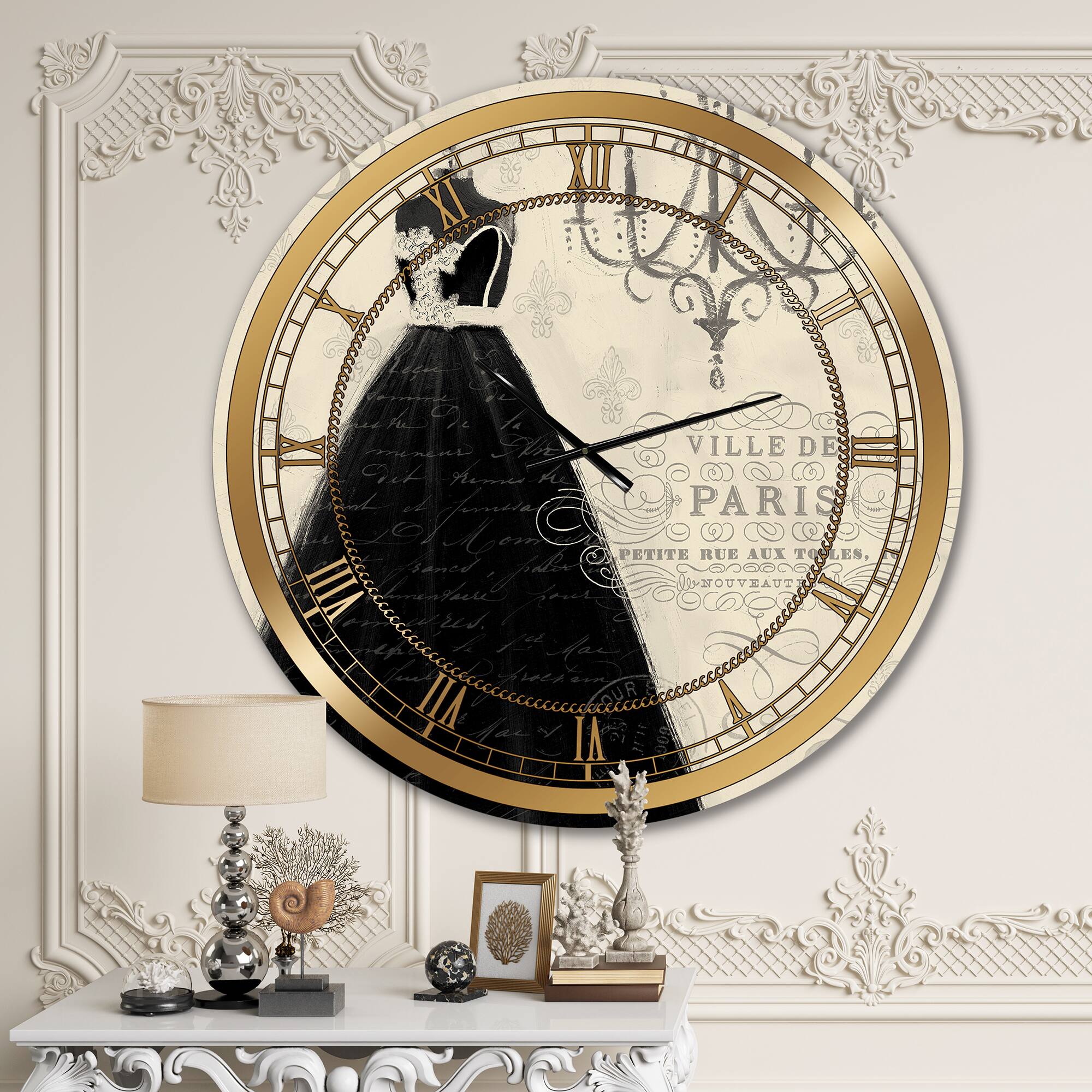 Designart 'French Chandeliers Couture Iv Glam Wall Clock