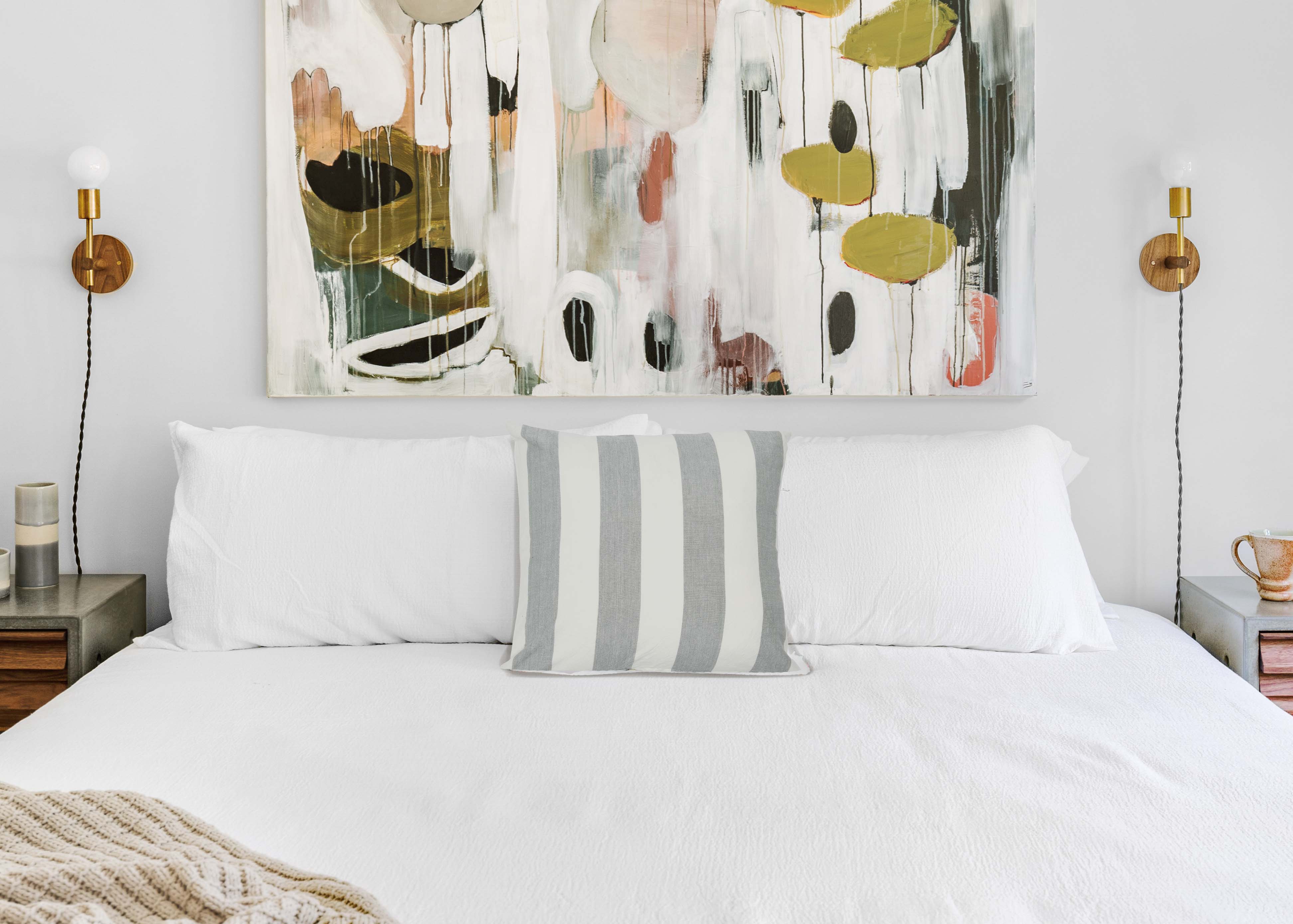 Hello Honey® 20'' Square Gray Striped Cotton Pillow Cover