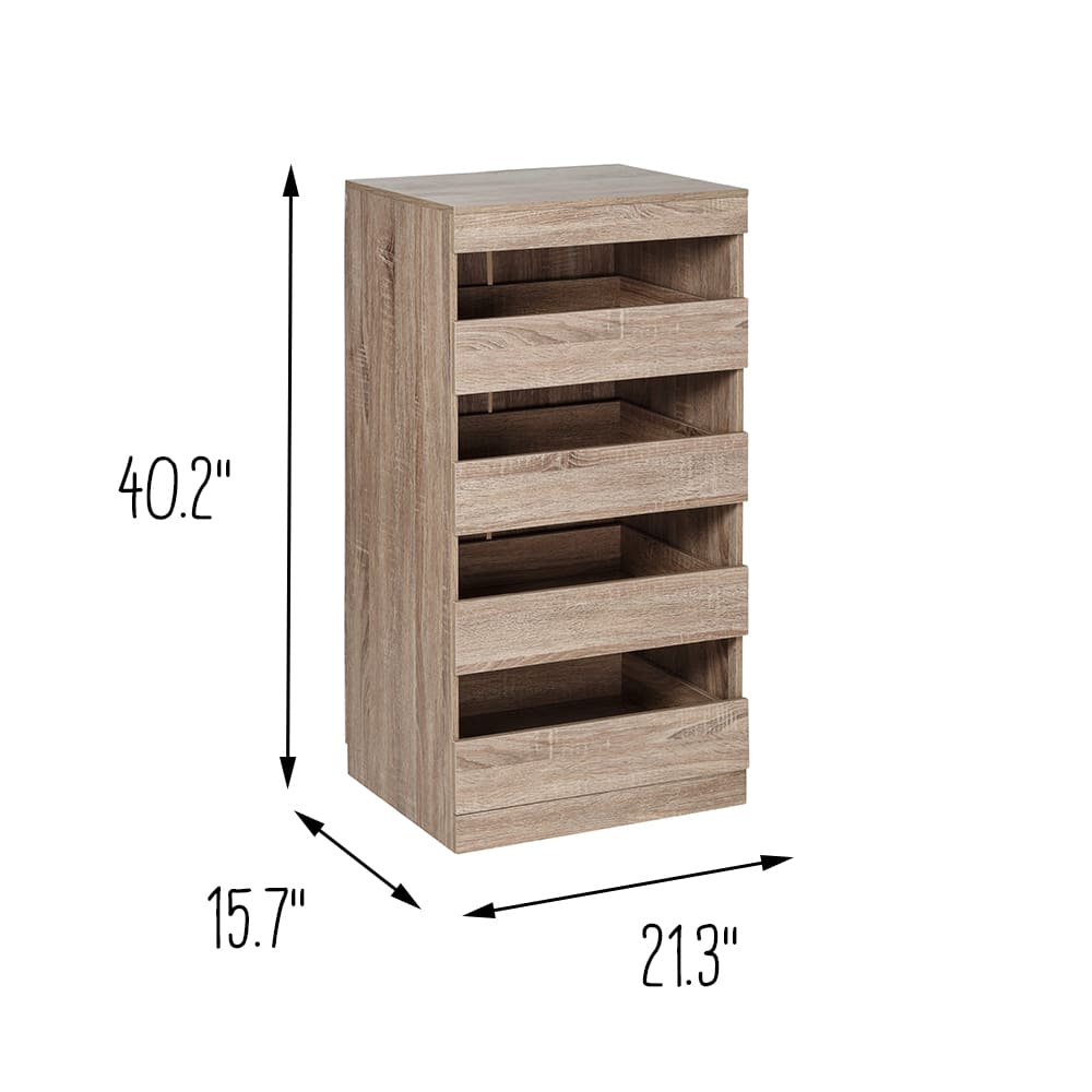 Honey Can Do Brown Tall & Narrow Stackable Storage Drawers with Wood Finish