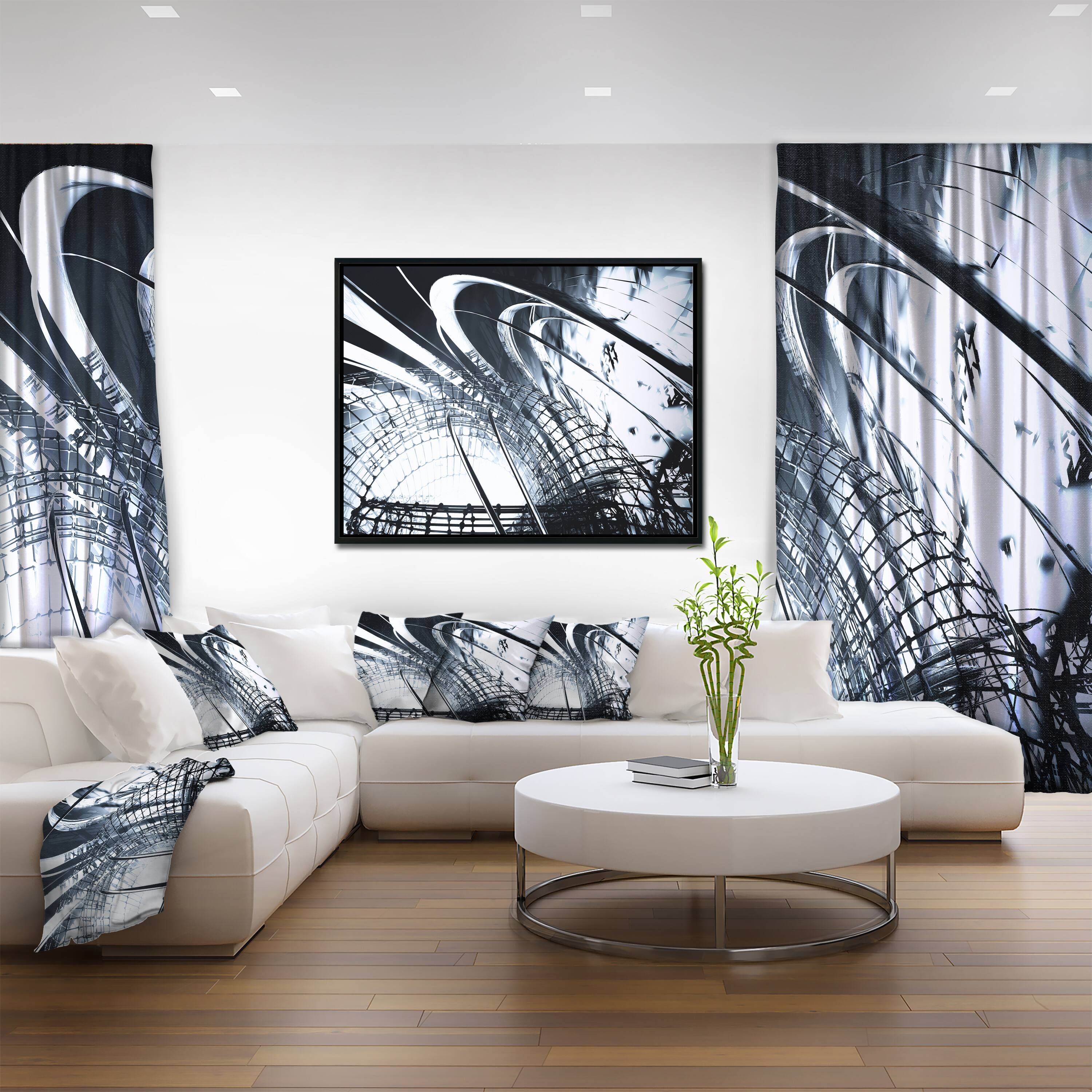 Designart - 3D Abstract Art Black Structural