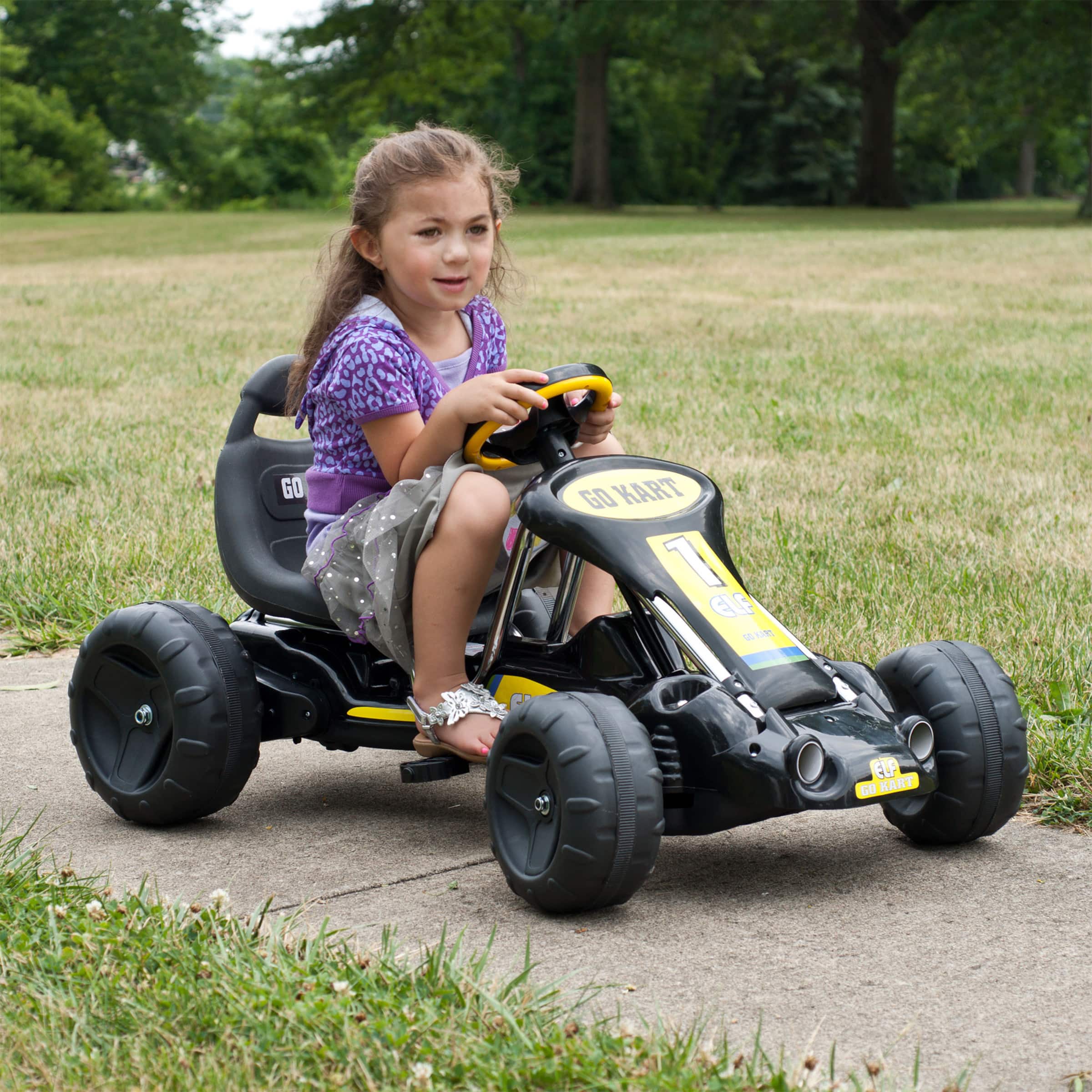 Toy Time Black & Yellow Pedal Powered Ride-On Go Kart