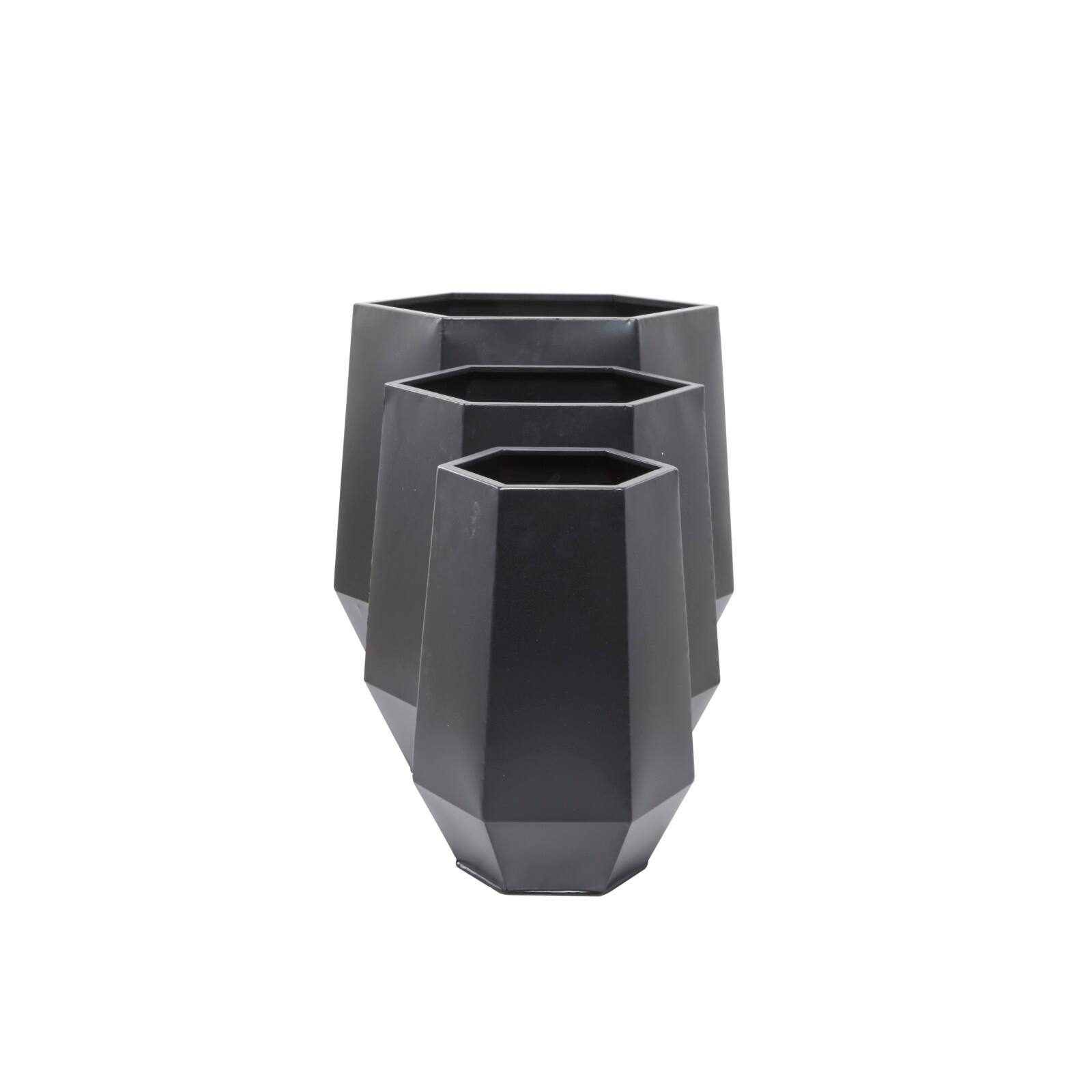 Black Modern Planter, Set of 3" 20", 16", 11"