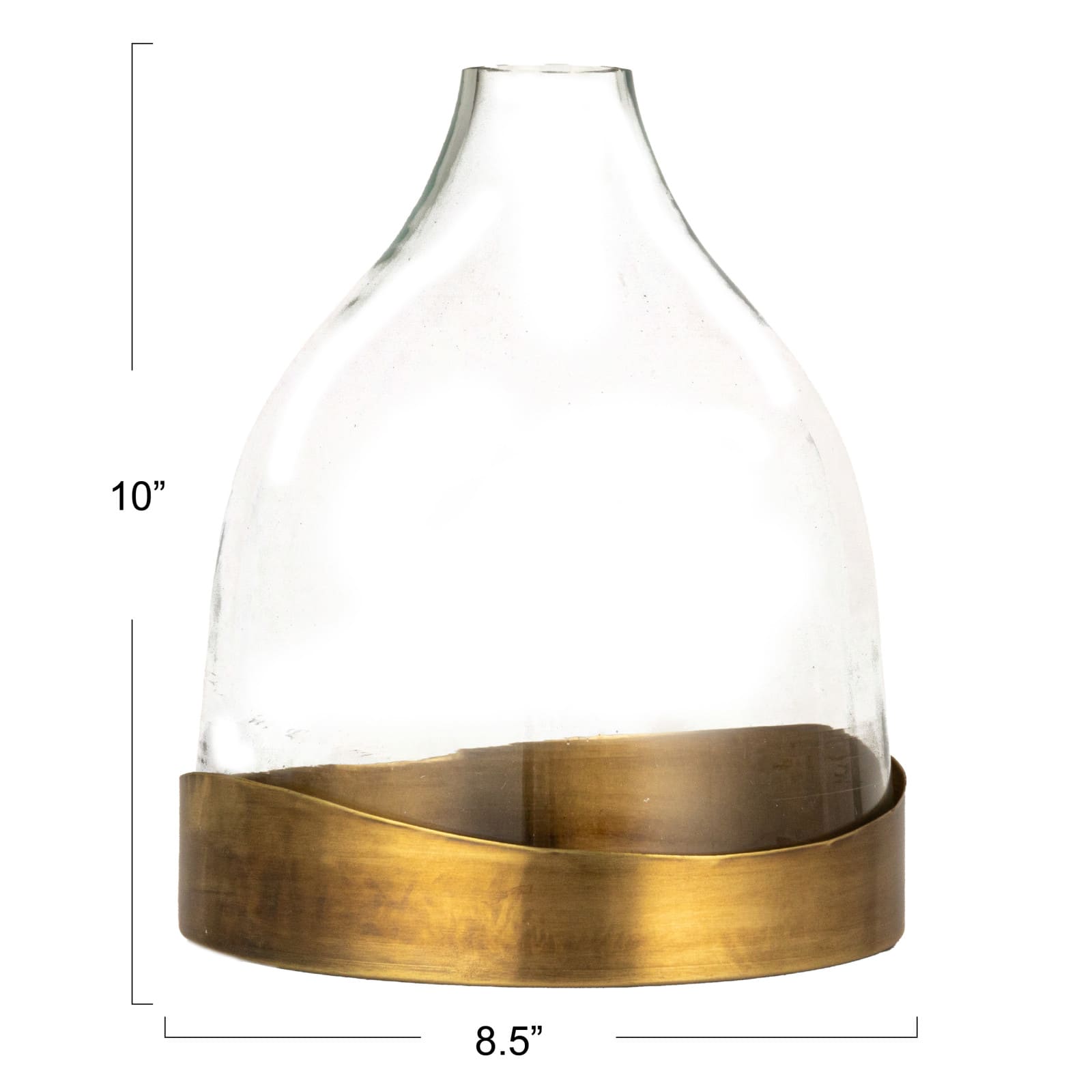 Hello Honey&#xAE; 10&#x22; Clear &#x26; Antique Sophisticated Glass Cloche with Metal Tray